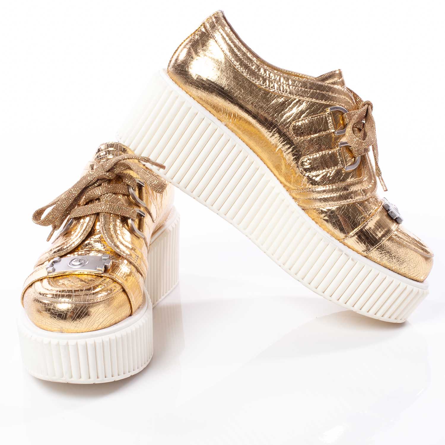 gold lame shoes