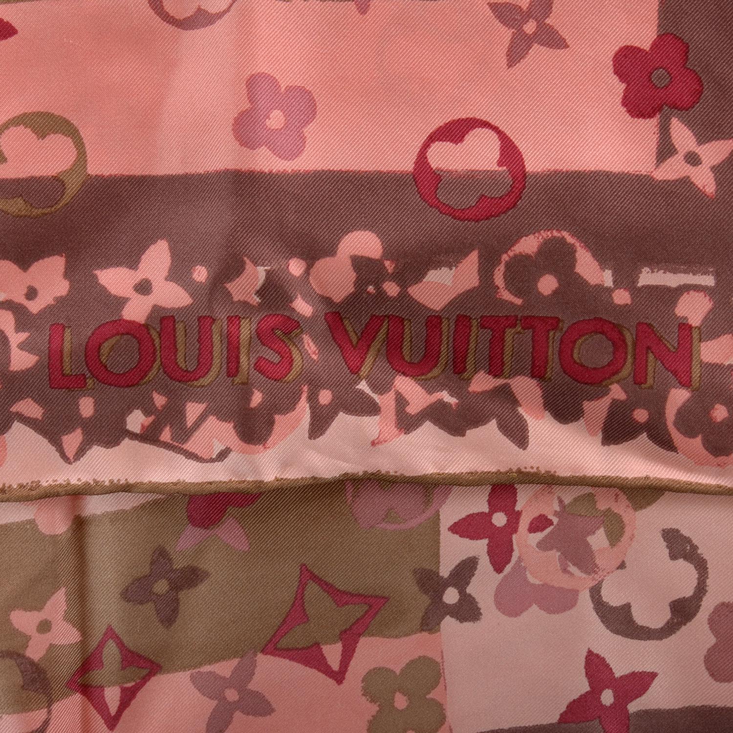 LOUIS VUITTON Silk Monogram Arty Square Scarf Pale Pink 37322