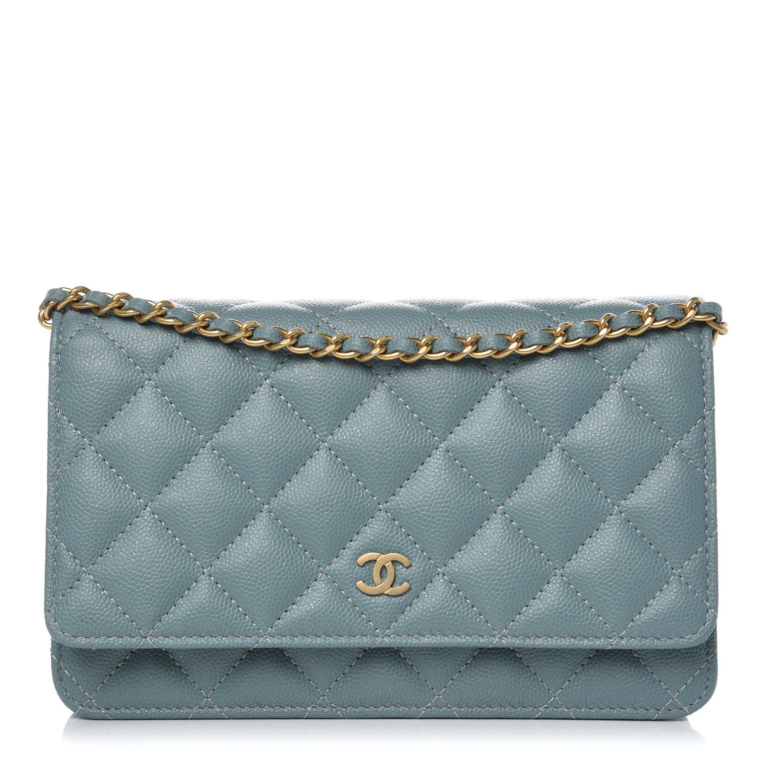 Chanel Caviar Quilted Wallet On Chain Woc Light Blue 325769