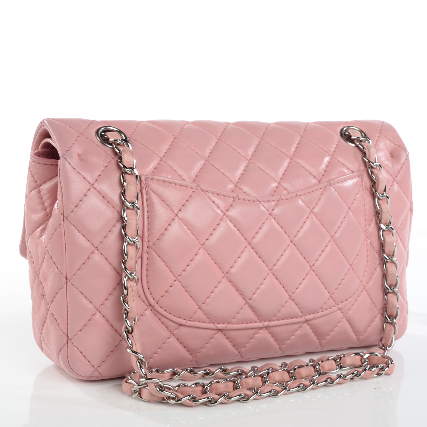 CHANEL Lambskin Quilted Medium Double Flap Light Pink 119915