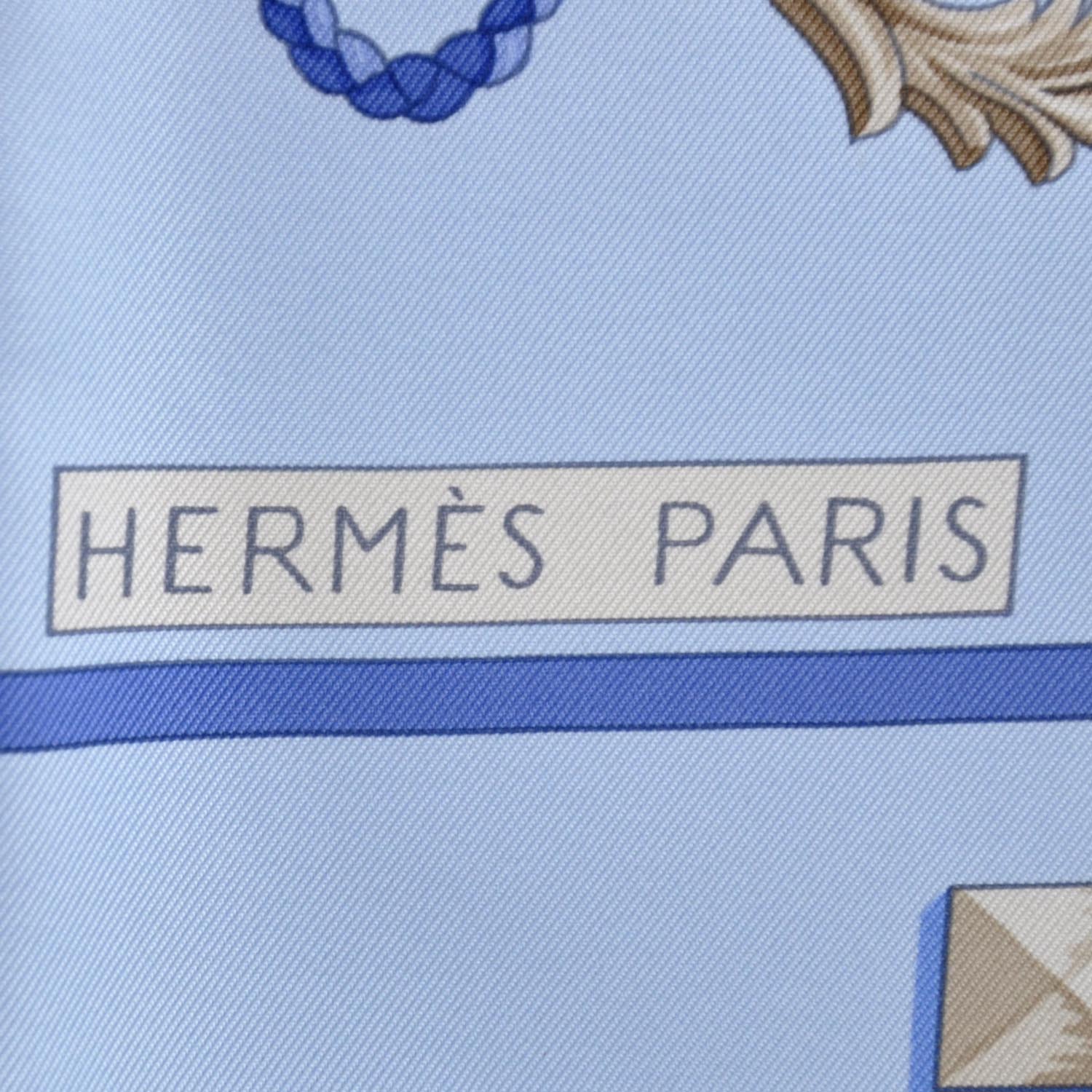 HERMES Silk Keys Les Cles Scarf 90 Light Bleu 30395