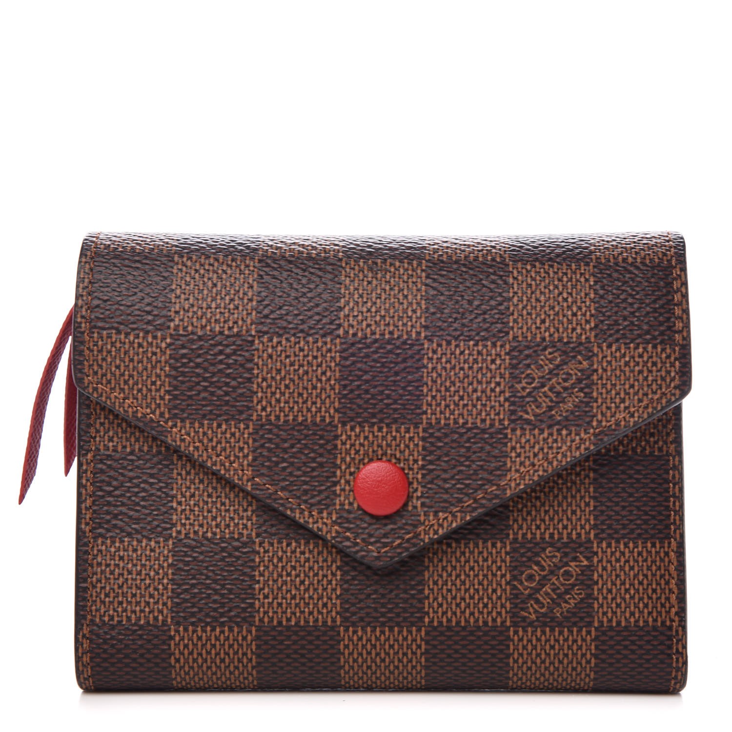 LOUIS VUITTON Damier Ebene Victorine Wallet Red 312256