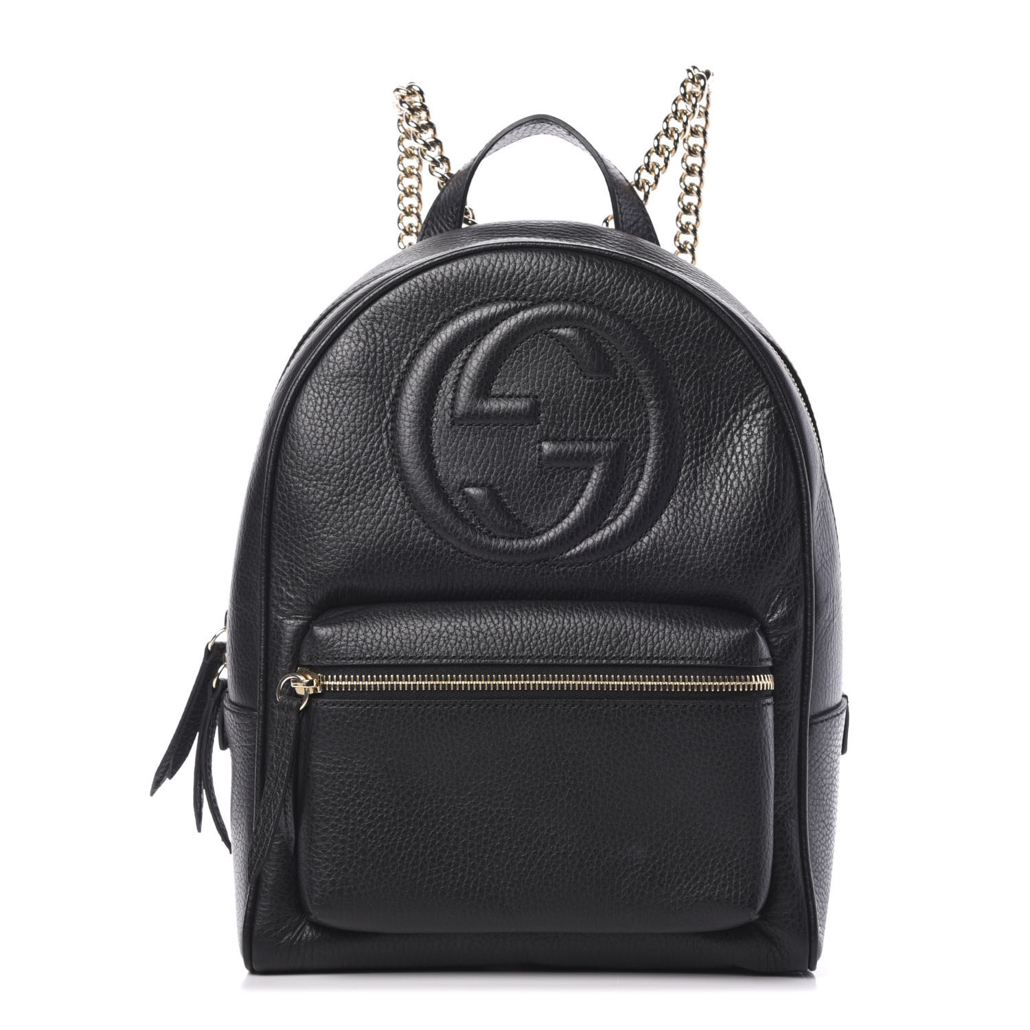 gucci pebbled calfskin soho chain backpack black