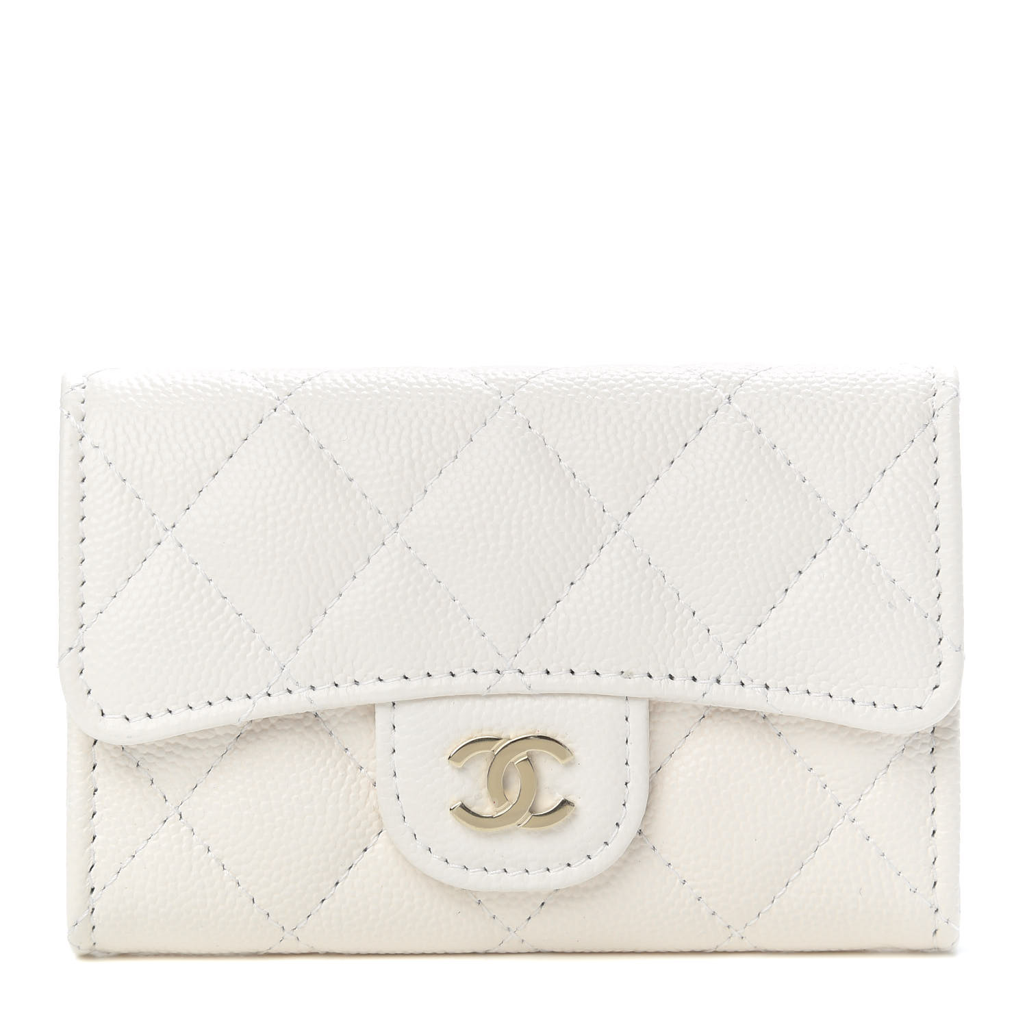 Chanel Caviar Quilted Flap Card Holder Wallet White 722747 Fashionphile