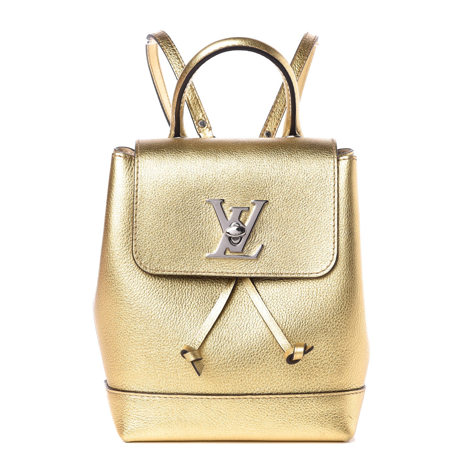 LOUIS VUITTON Metallic Calfskin Lockme Mini Backpack Gold 334953