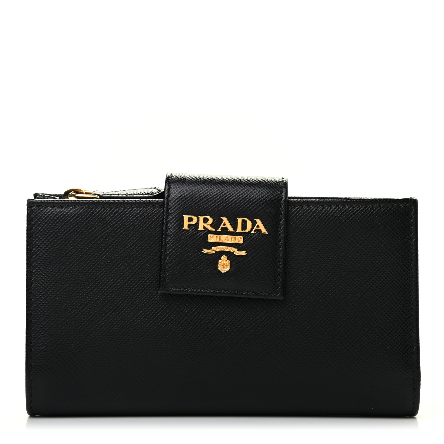 prada saffiano leather tab wallet