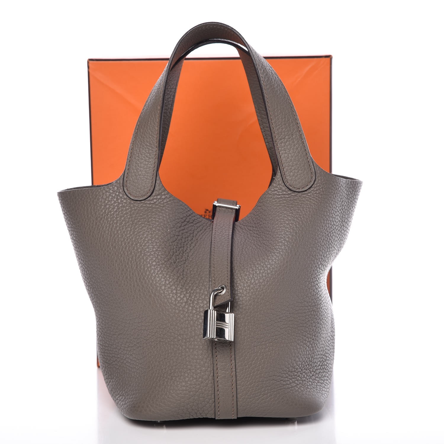 HERMES Taurillon Clemence Picotin Lock 18 PM Etain 337090