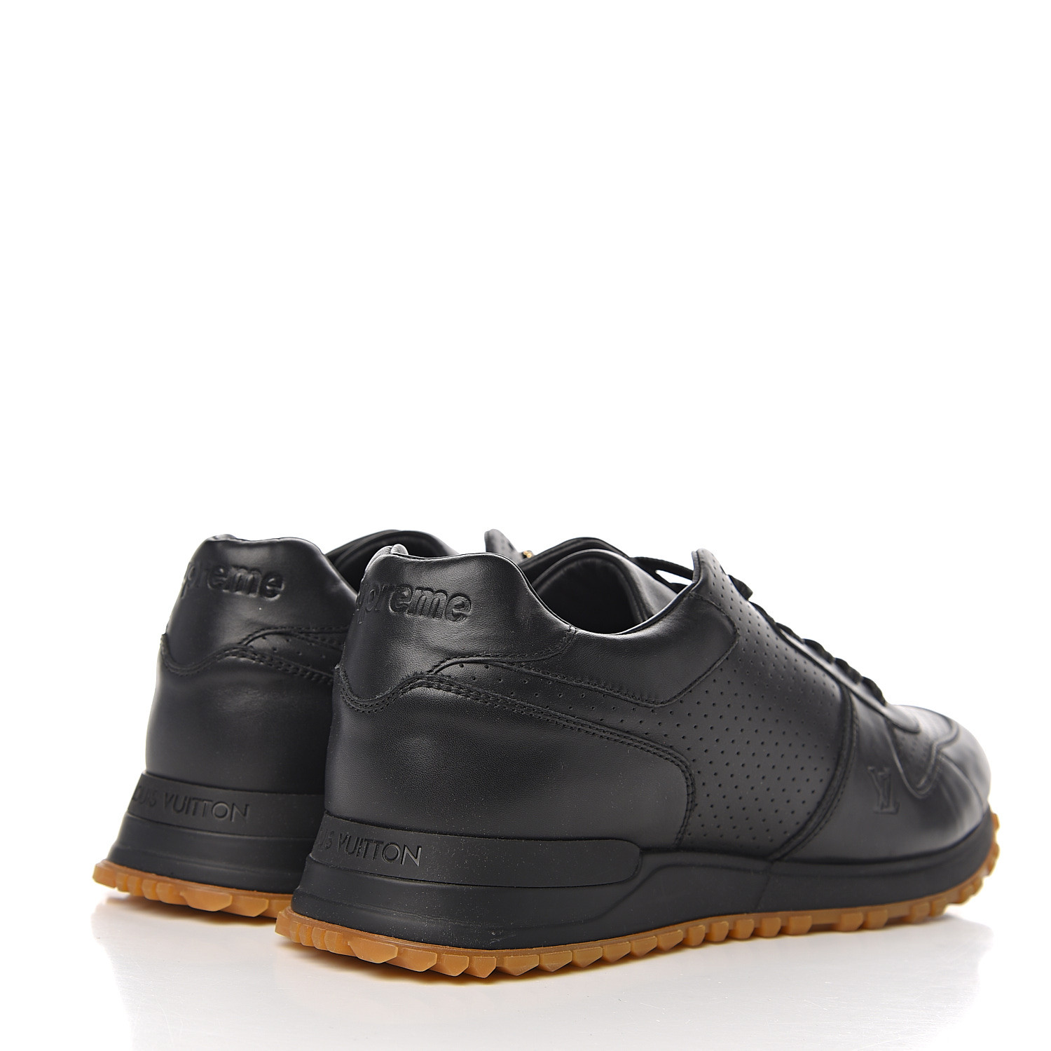 LOUIS VUITTON X SUPREME Calfskin Mens Runaway Sneakers 10 Black 540209