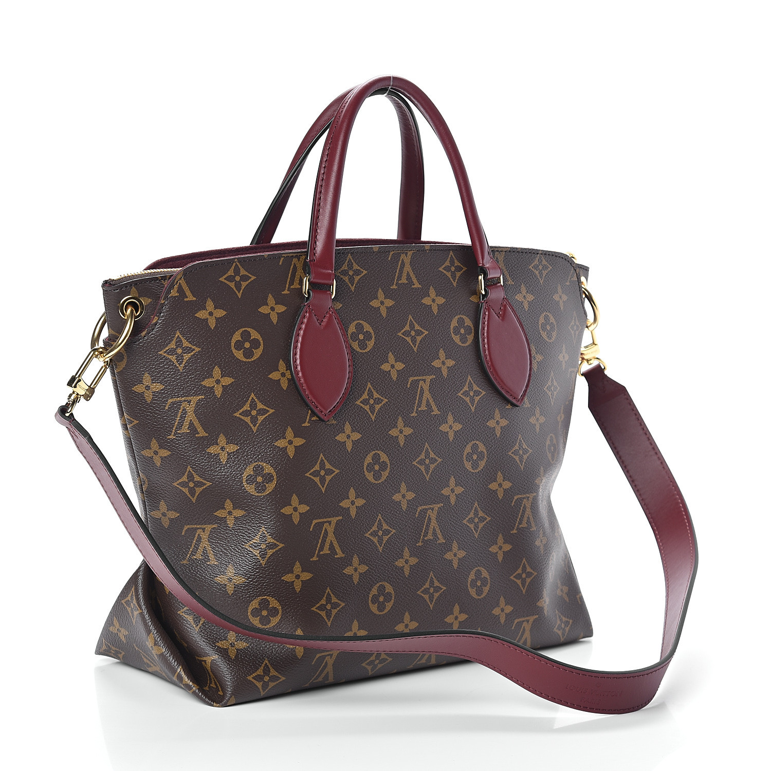 LOUIS VUITTON Monogram Flower Zipped Tote MM Bordeaux 537516