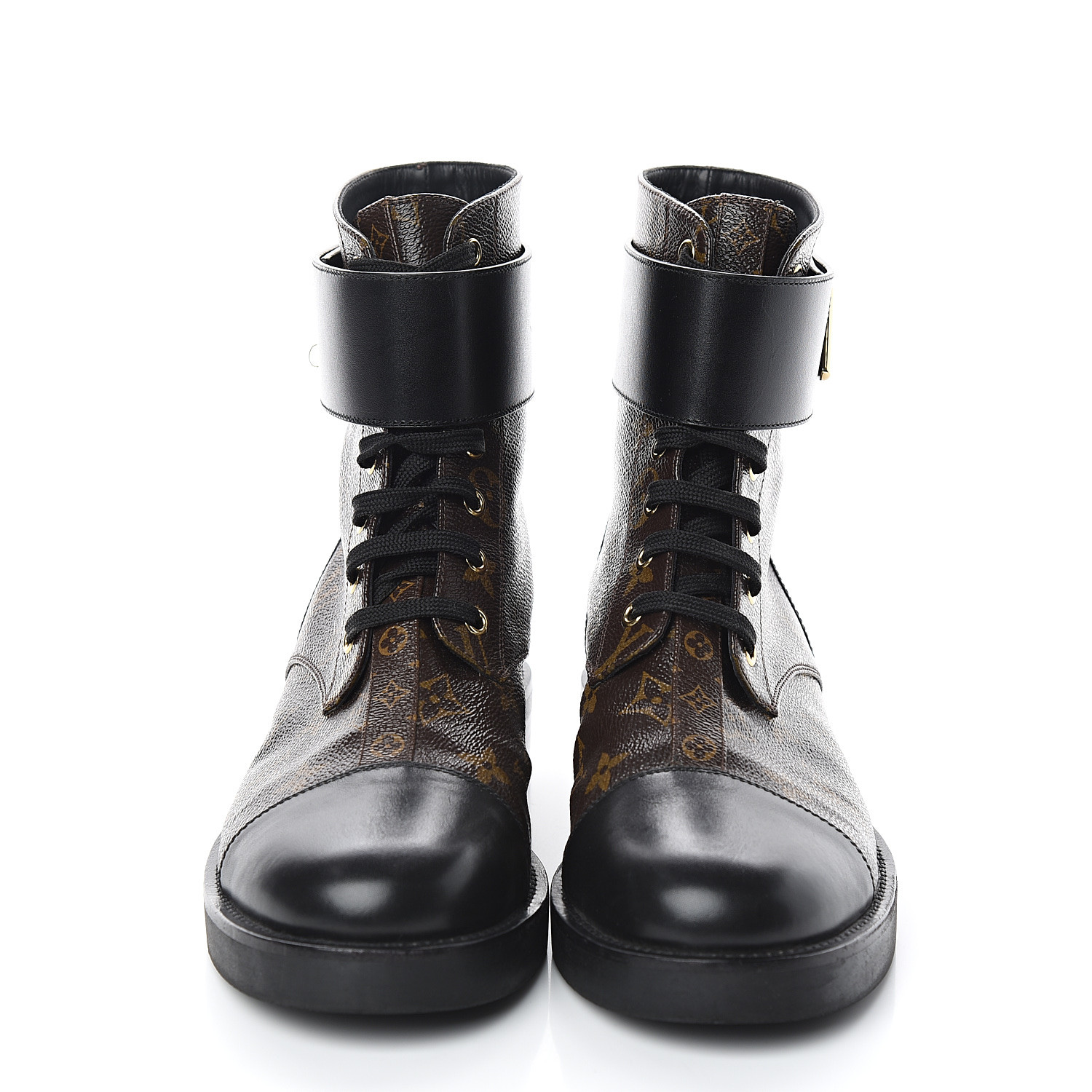 LOUIS VUITTON Monogram Calfskin Wonderland Flat Ranger Boots 41 Black 540781