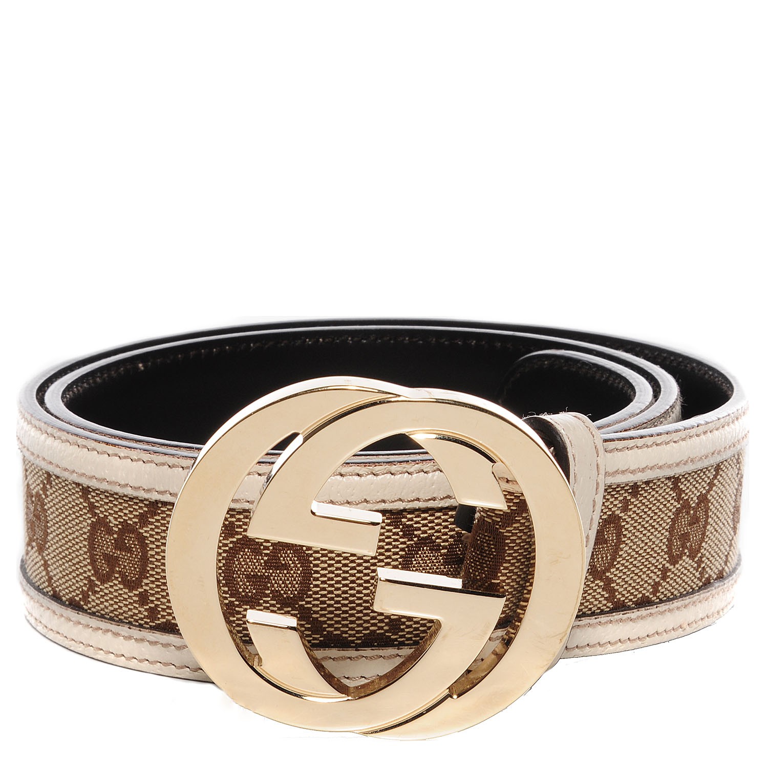 white gucci belt with gold buckle