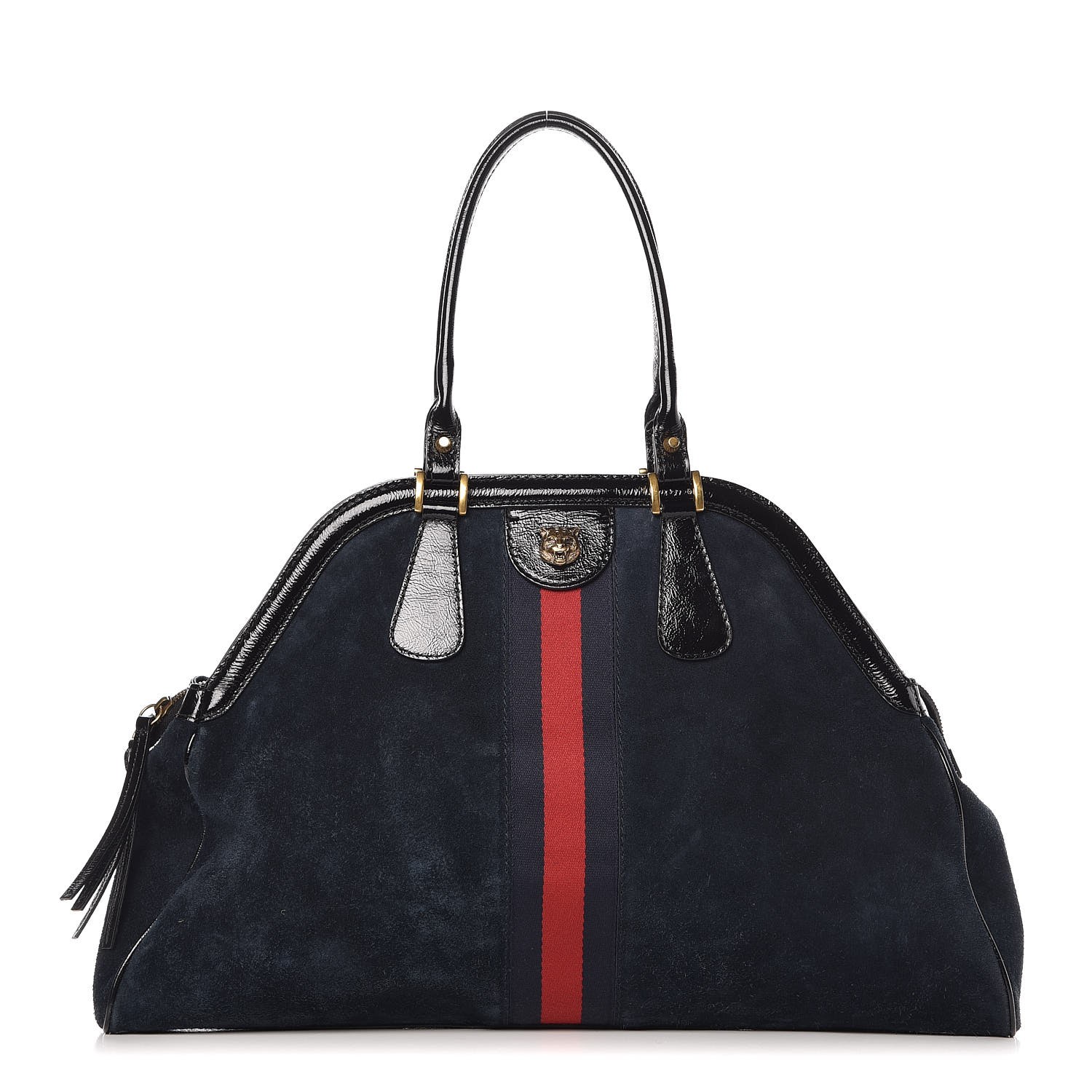 GUCCI Suede Large Re(Belle) Top Handle Bag Blue 337663