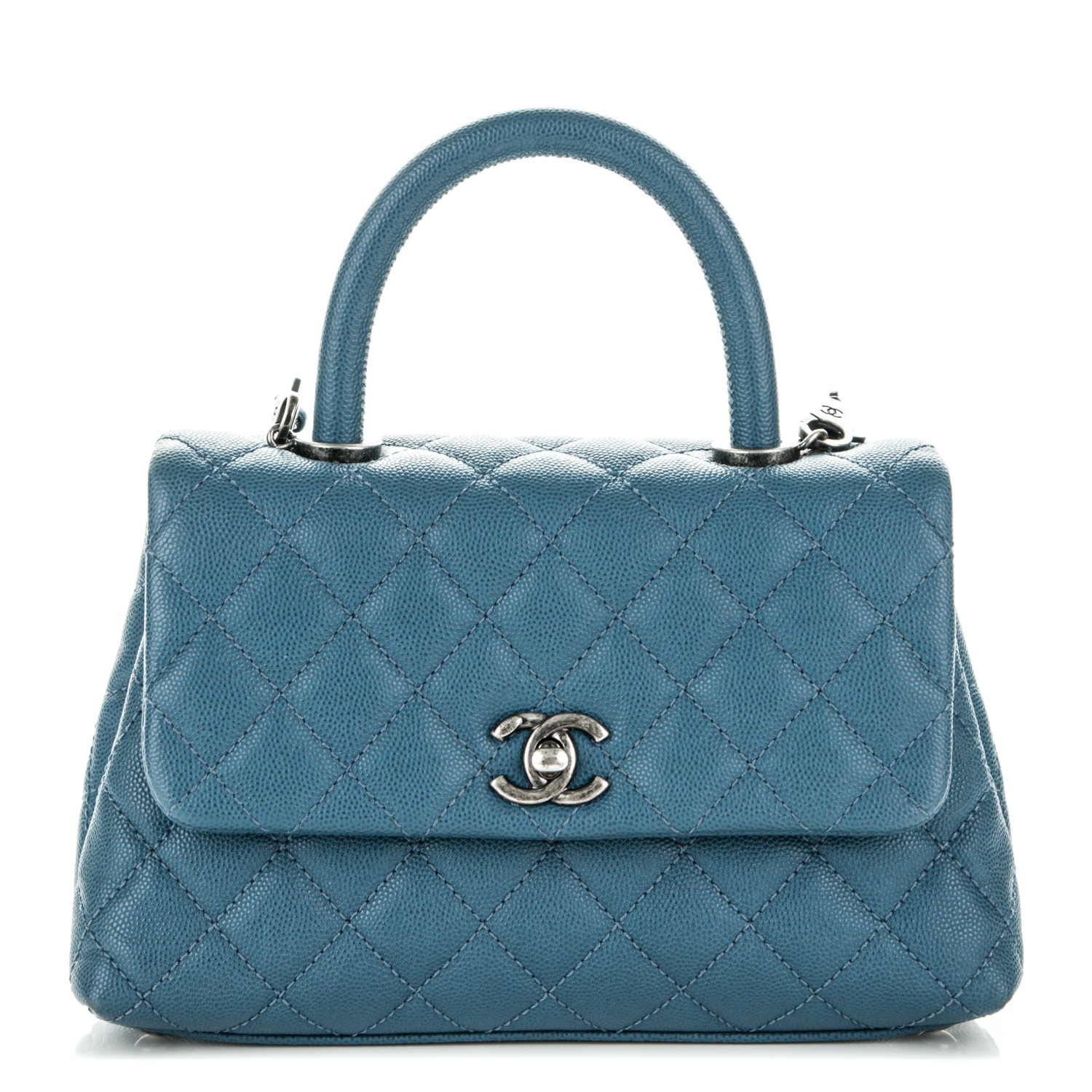 Chanel Caviar Quilted Mini Coco Handle Flap Blue Fashionphile