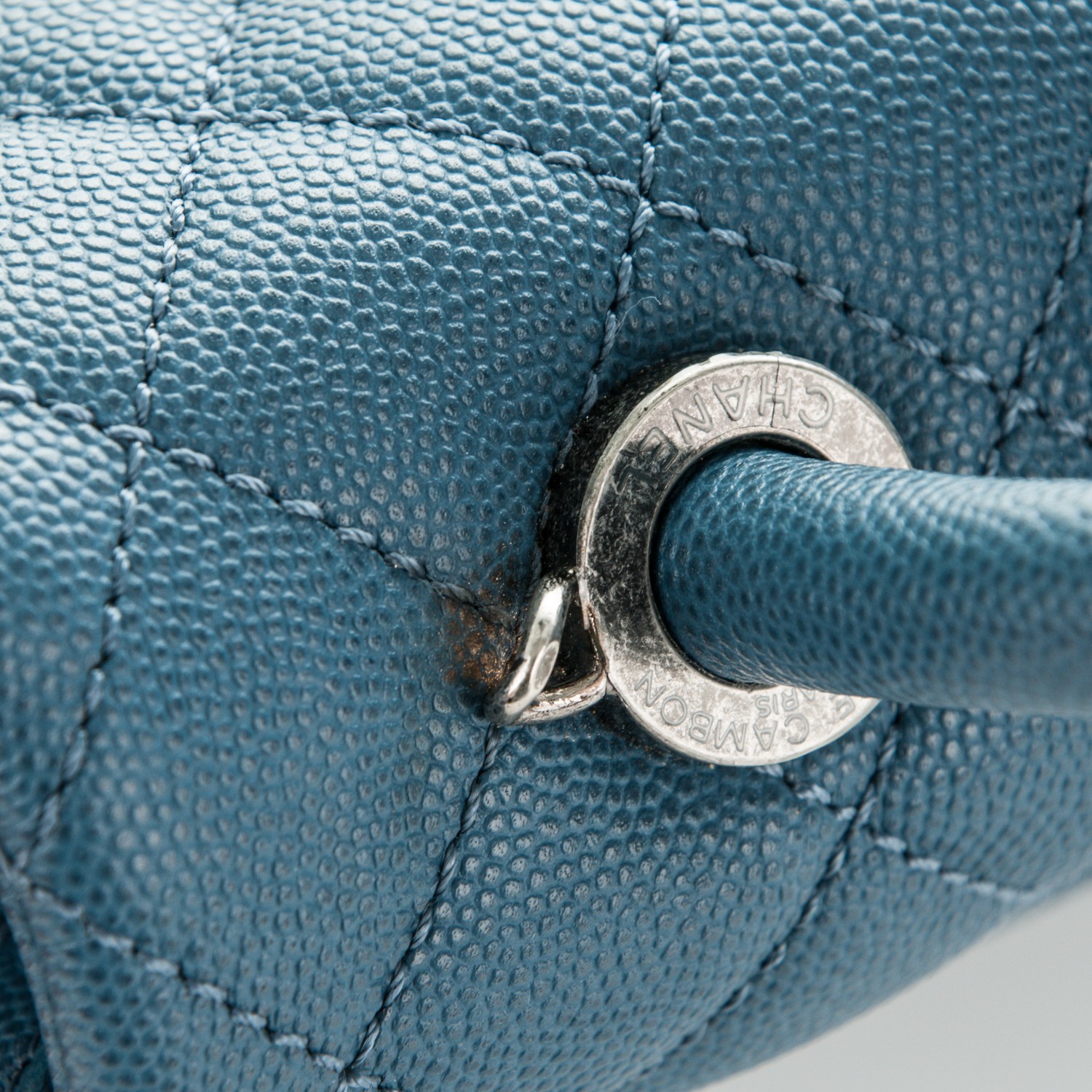 Chanel Caviar Quilted Mini Coco Handle Flap Blue Fashionphile