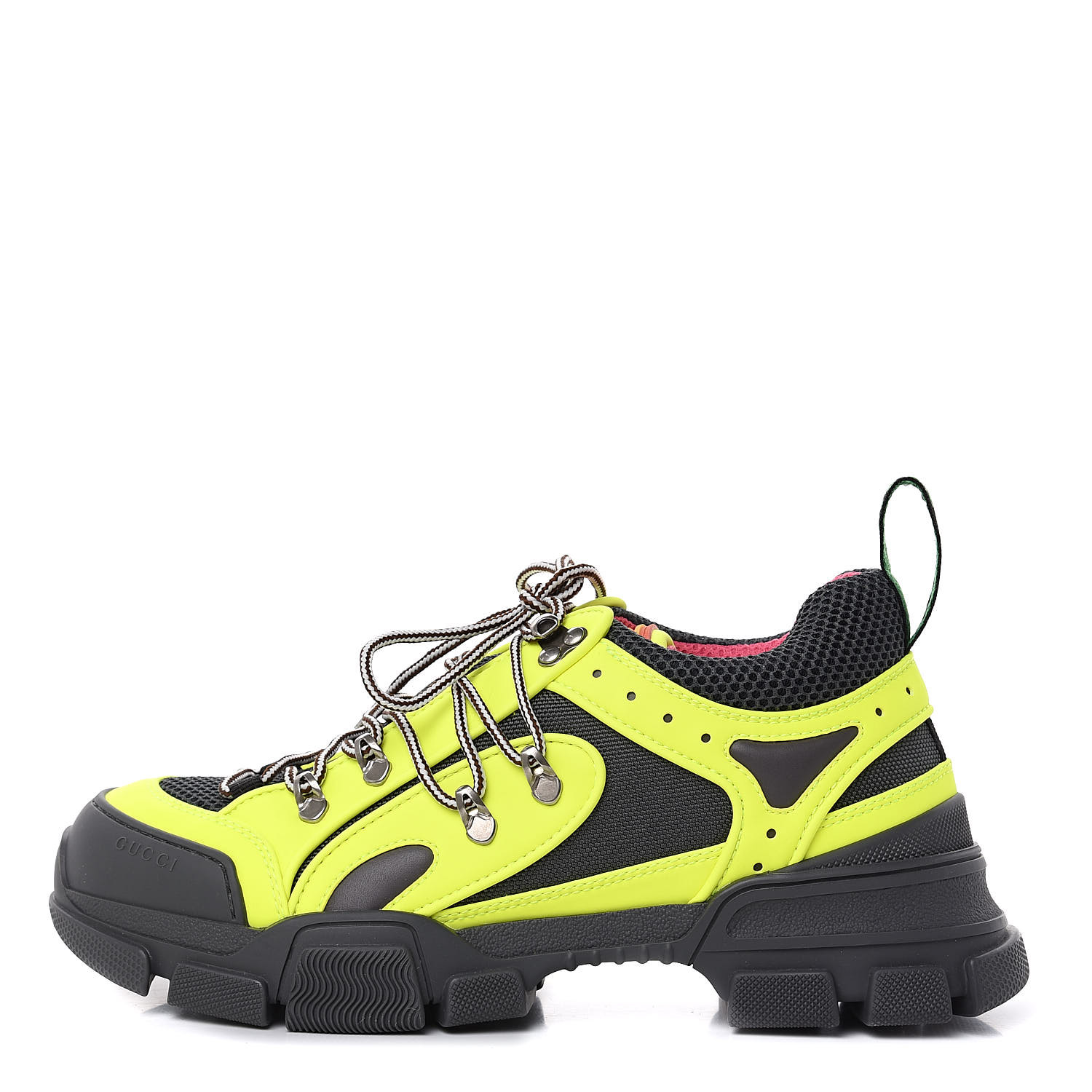 GUCCI Calfskin Mens GG Flashtrek Sneakers 7.5 Neon 503531