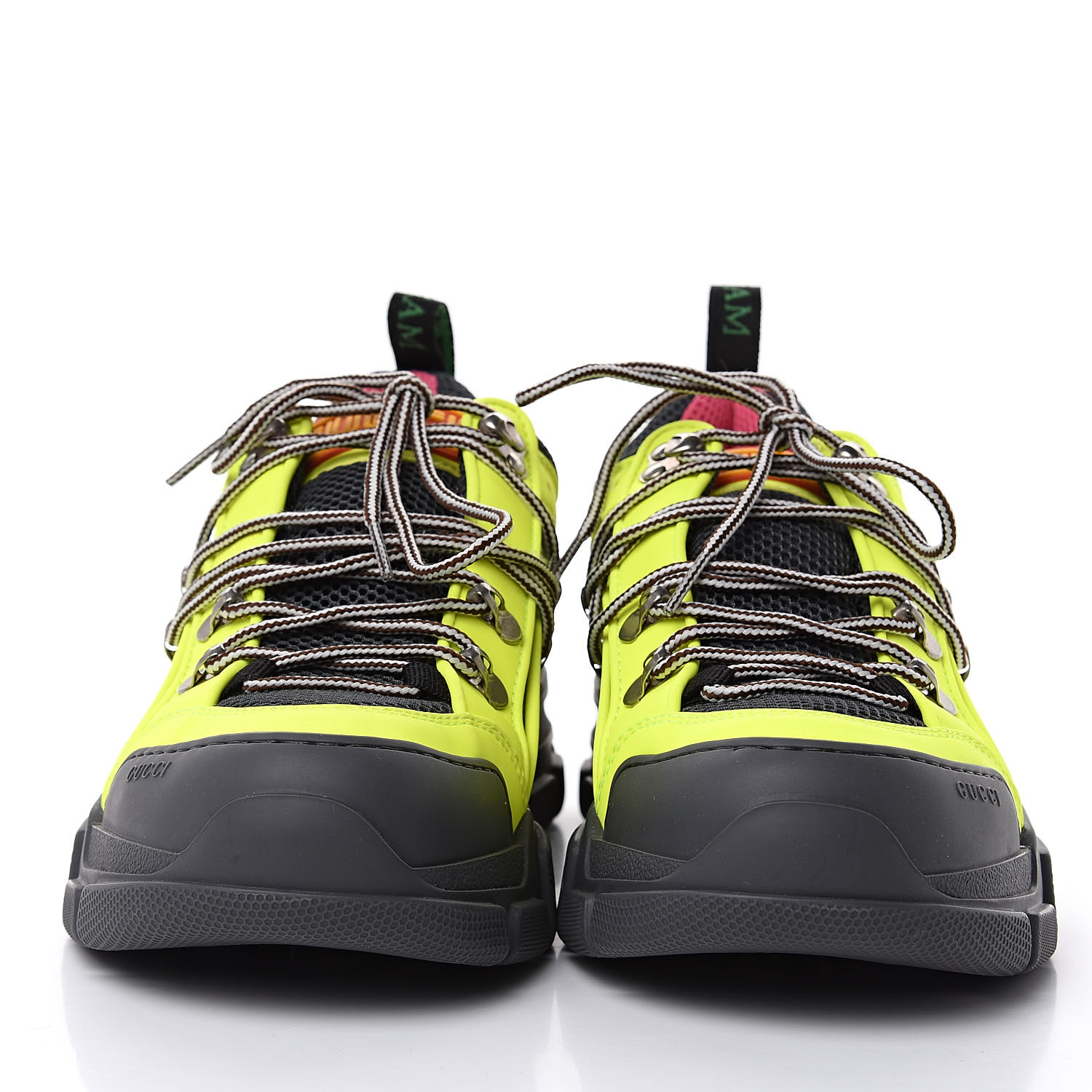 GUCCI Calfskin Mens GG Flashtrek Sneakers 7.5 Neon 503531