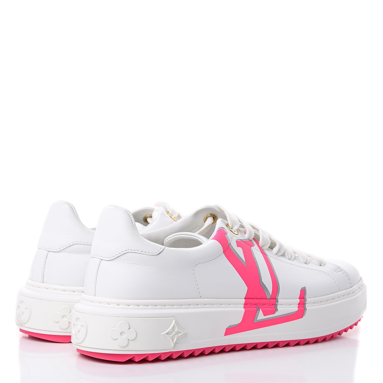 LOUIS VUITTON Monogram Times Out Womens Sneakers 40 White Rose 499498