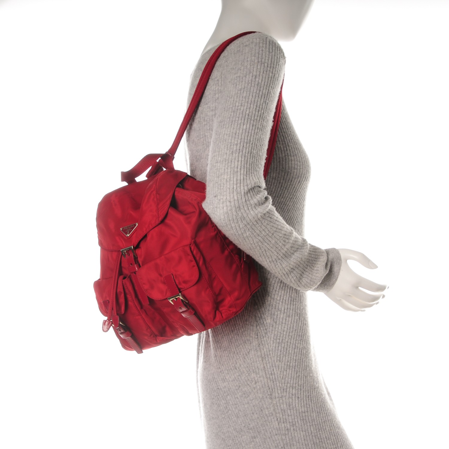 prada red nylon backpack