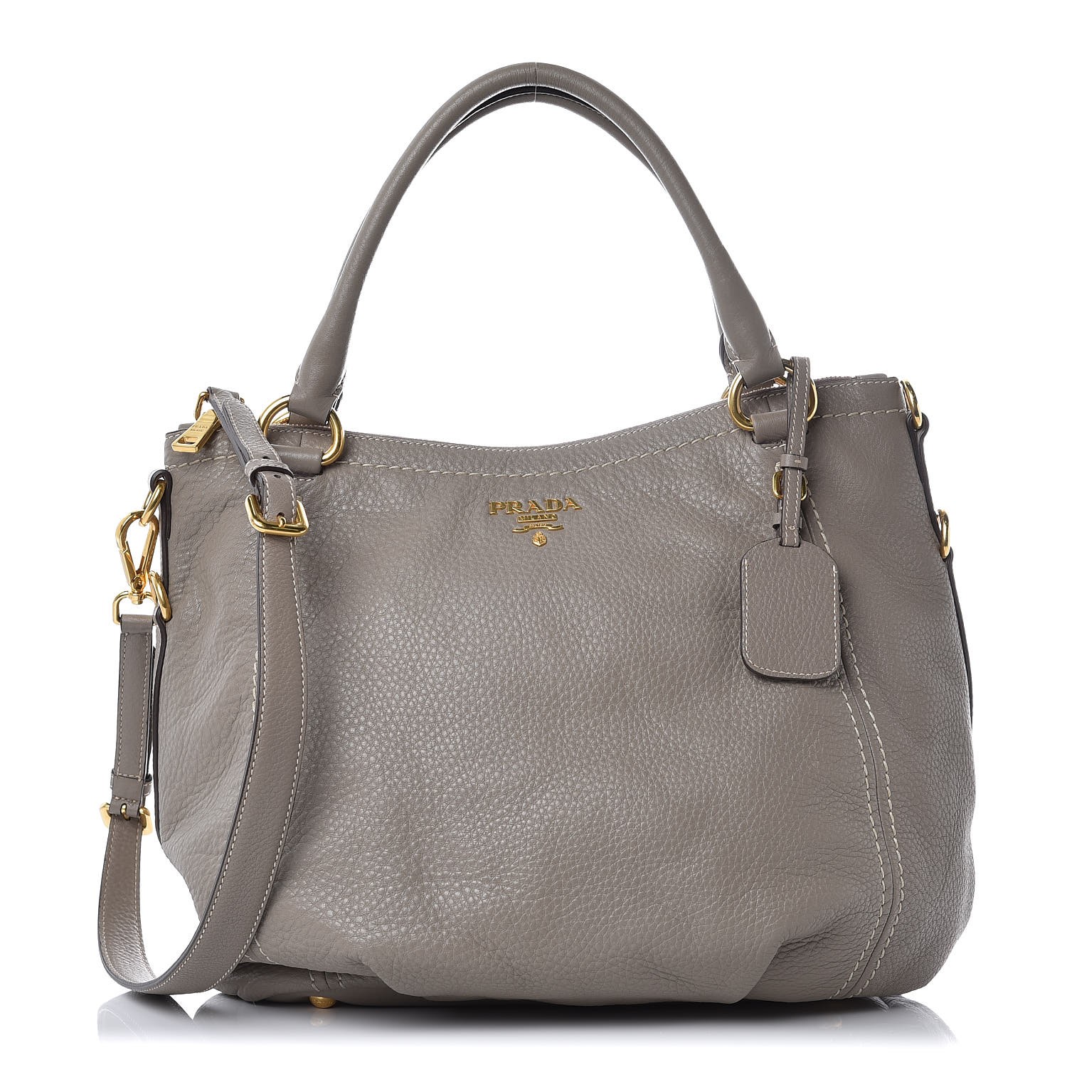 PRADA Vitello Daino Shoulder Bag Argilla 412112