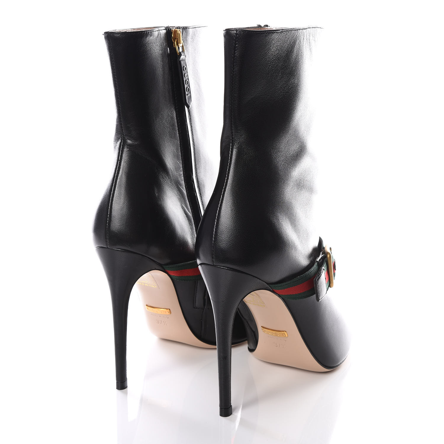 GUCCI Nappa Sylvie Ankle Boots 37.5 Black 545332