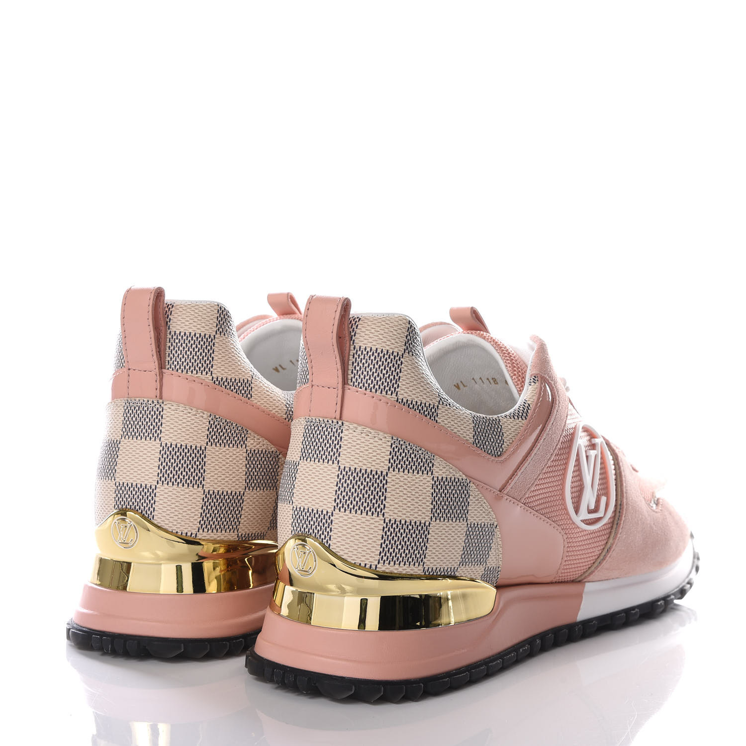 LOUIS VUITTON Damier Azur Suede Run Away Sneakers 40 Pink 550565
