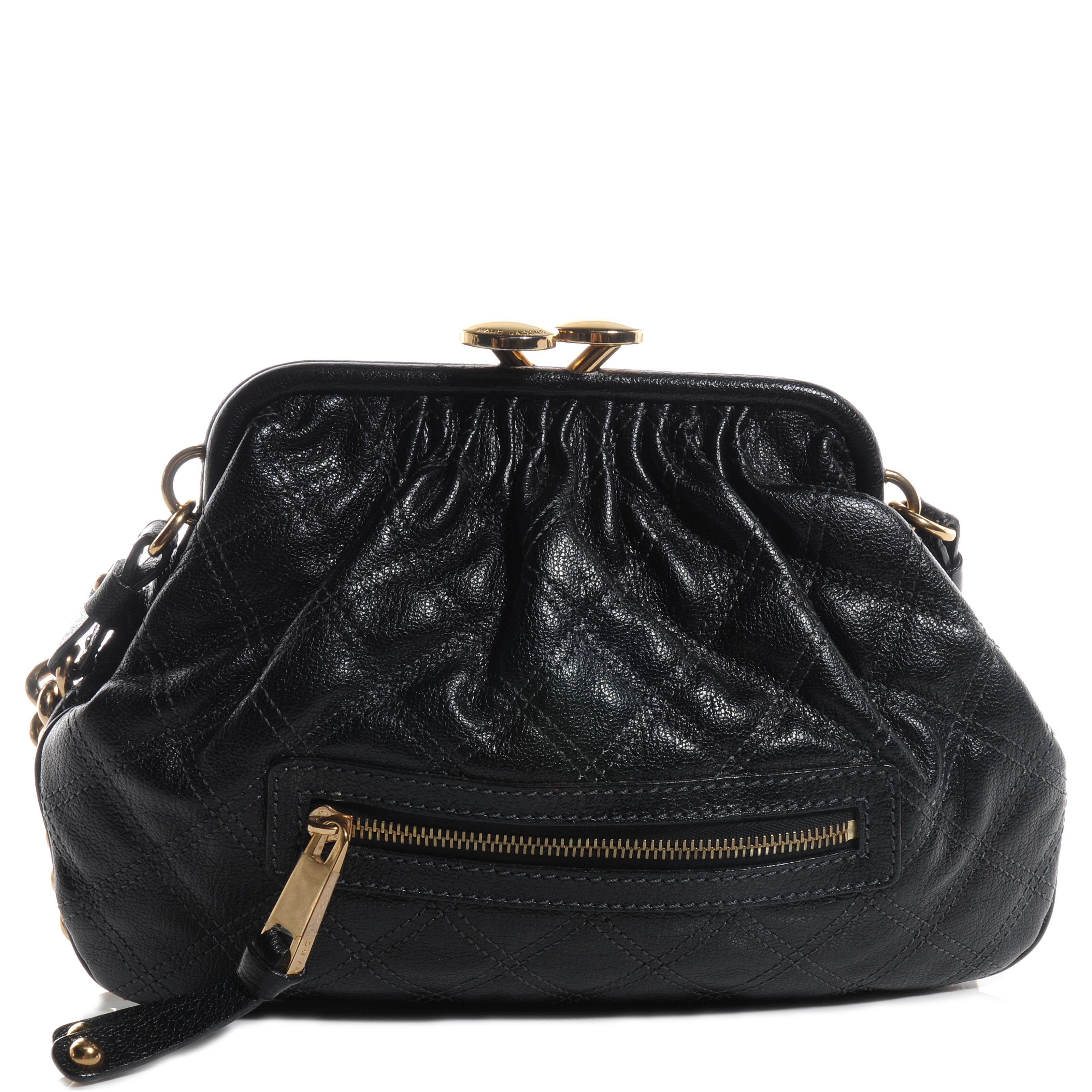MARC JACOBS Quilted Leather Little Stam Black 59449