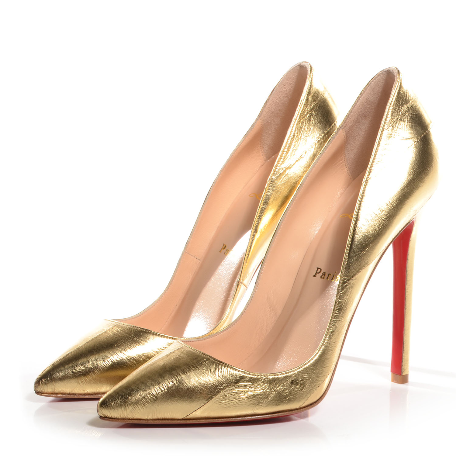 CHRISTIAN LOUBOUTIN Eel Pigalle 120 Pumps 38 Gold 73082