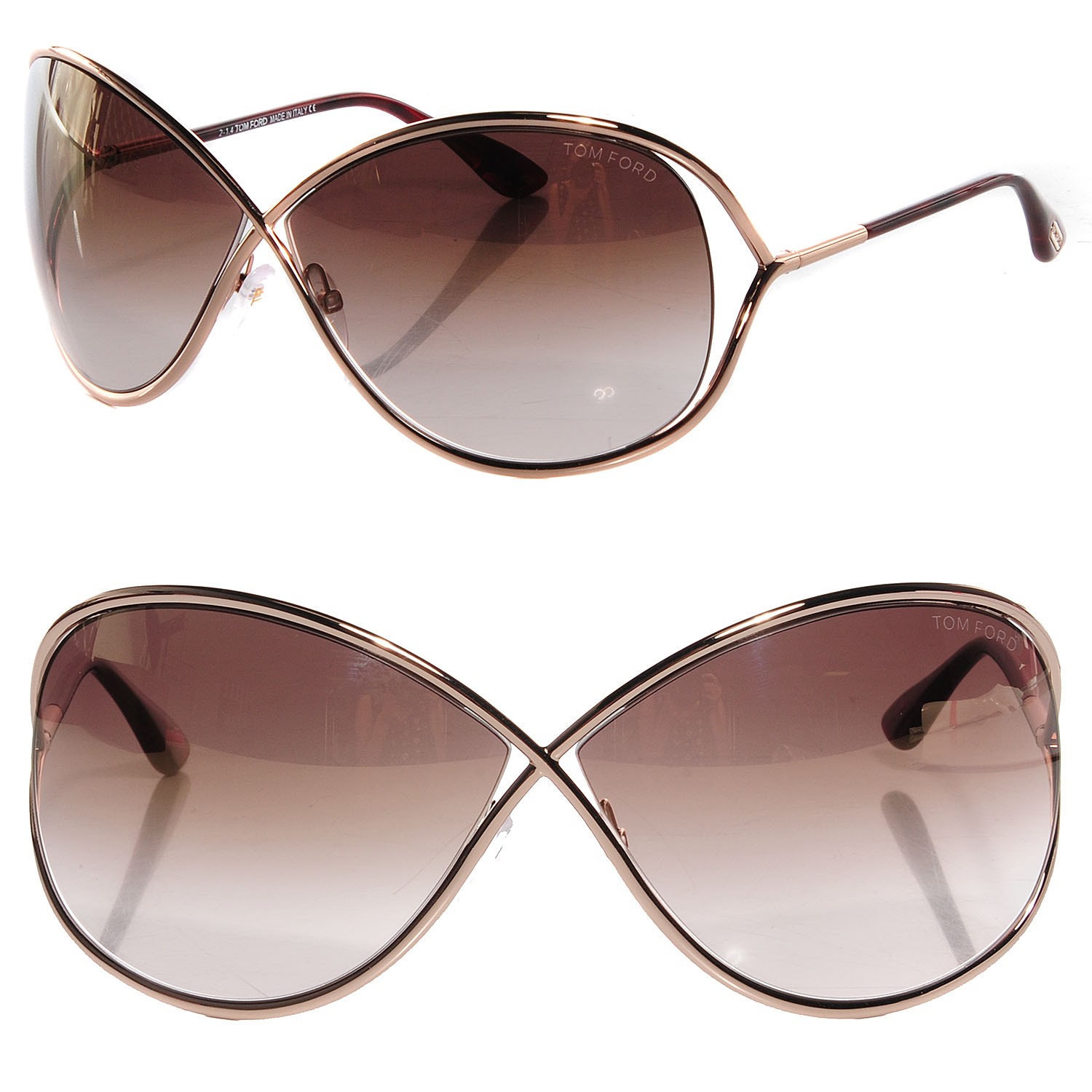 Tom Ford FT0130 Miranda Sunglasses 36F Shiny Dark Bronze 68-10-115