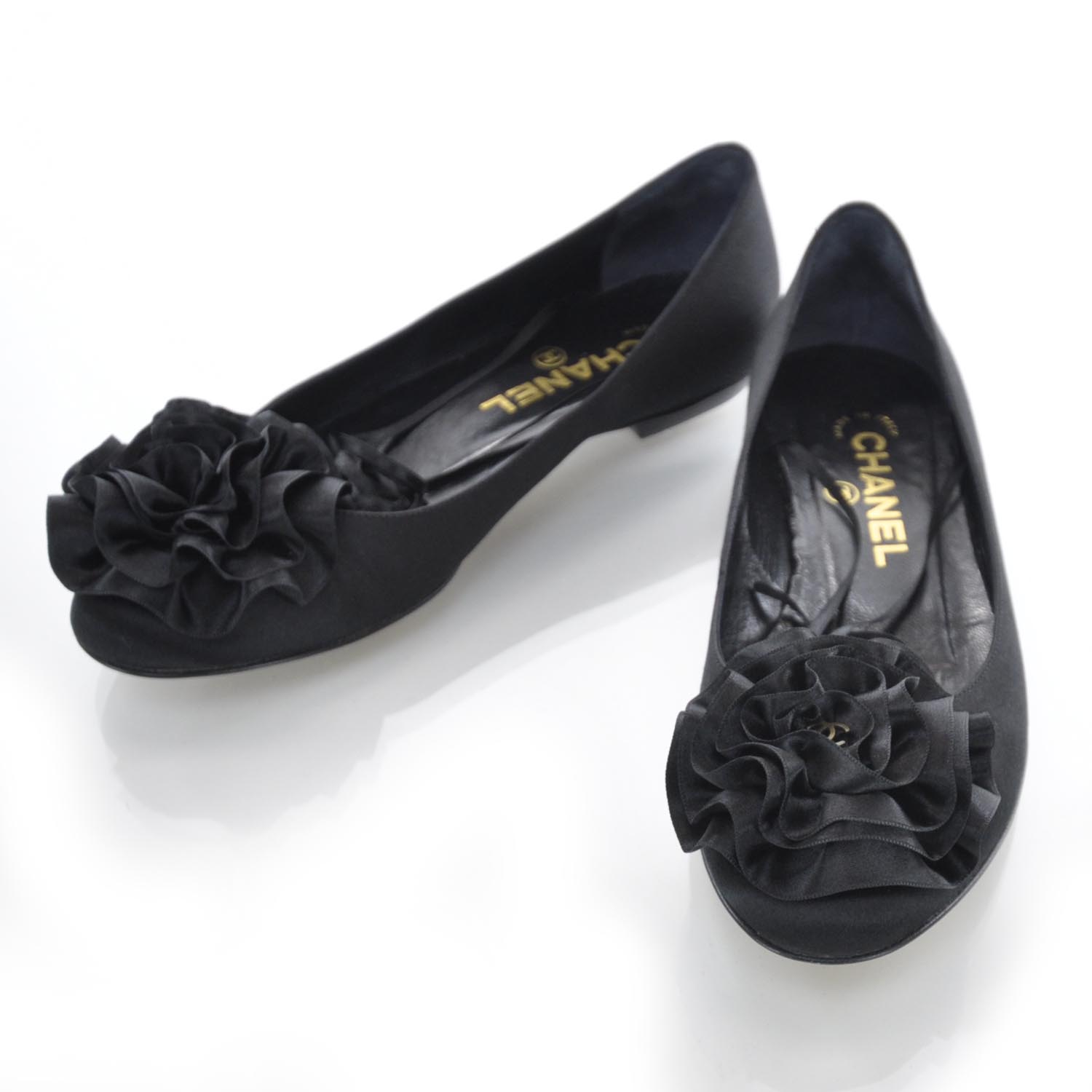 chanel camellia ballet flats
