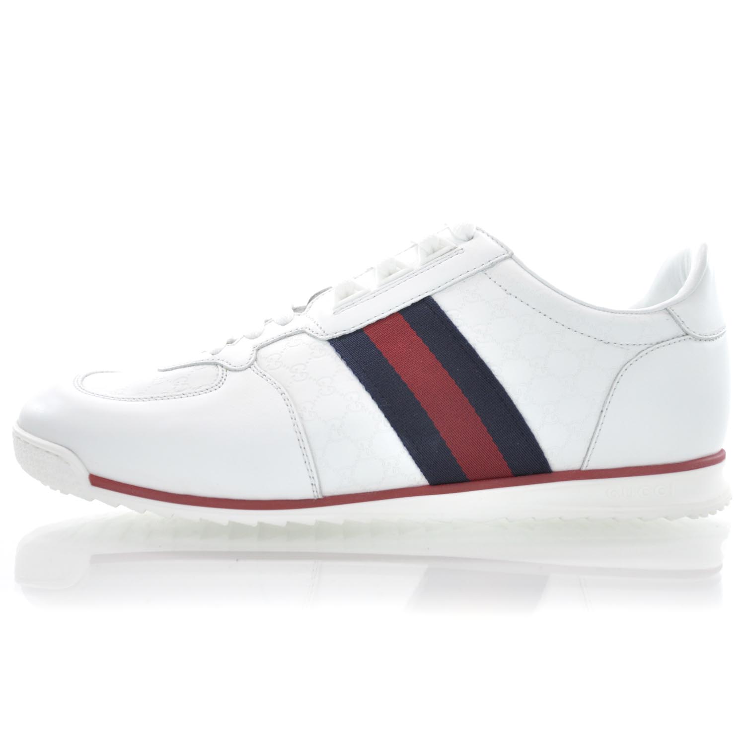 GUCCI Mens Guccissima Web Sneakers 7.5 White 31394