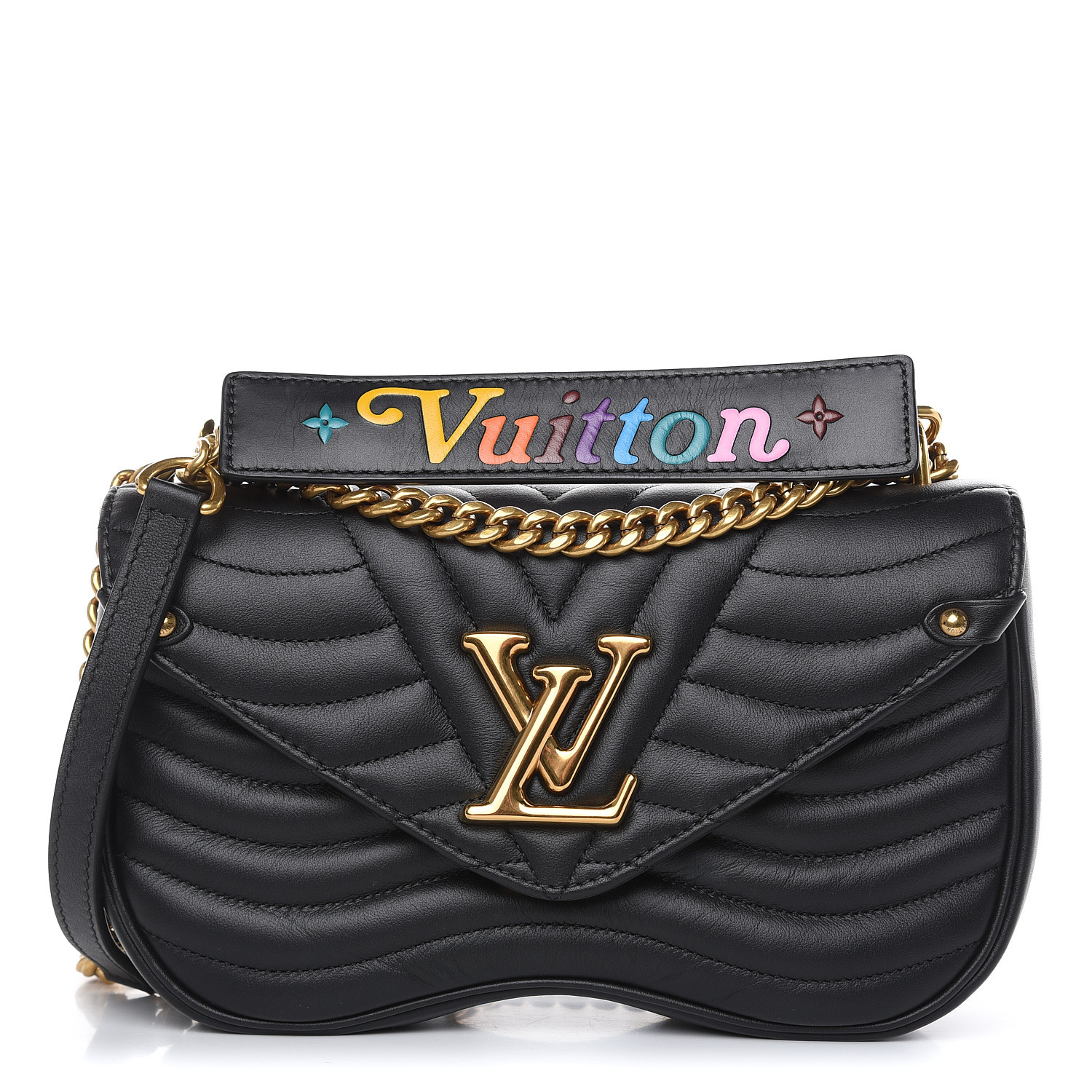 LOUIS VUITTON Calfskin New Wave Chain MM Black 470054