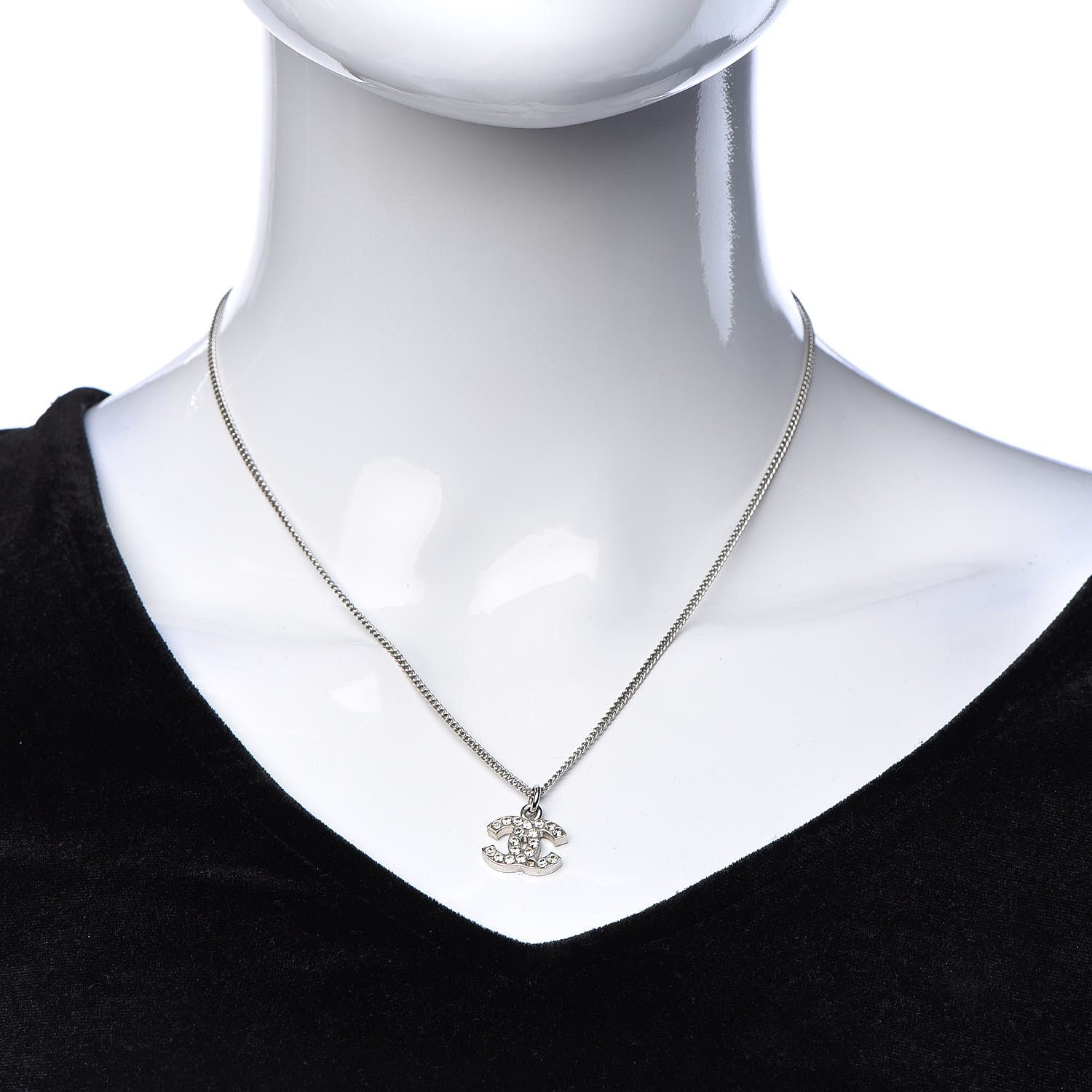 Chanel Open Bow & Crystal CC Logo Necklace