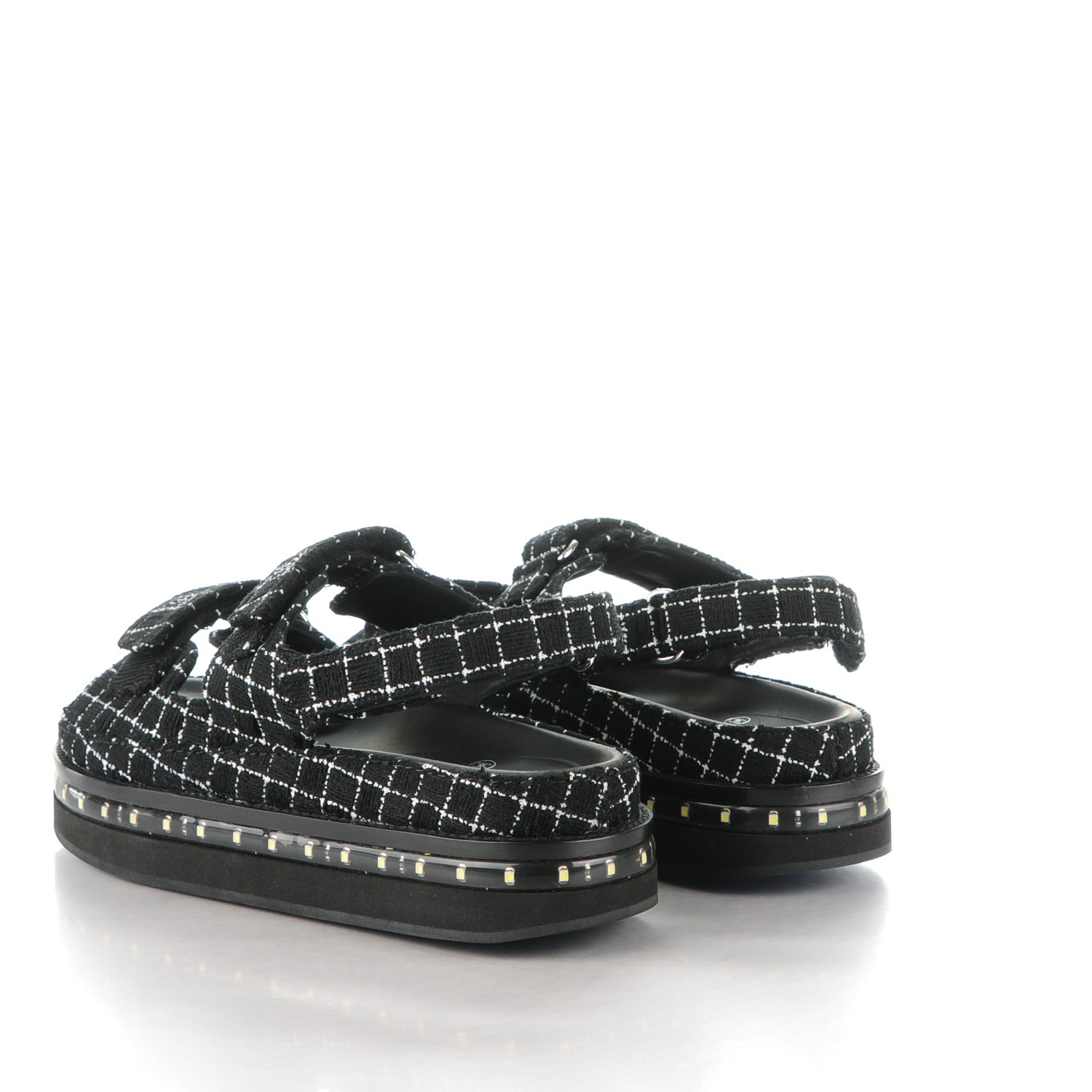 chanel cord and lambskin sandals black