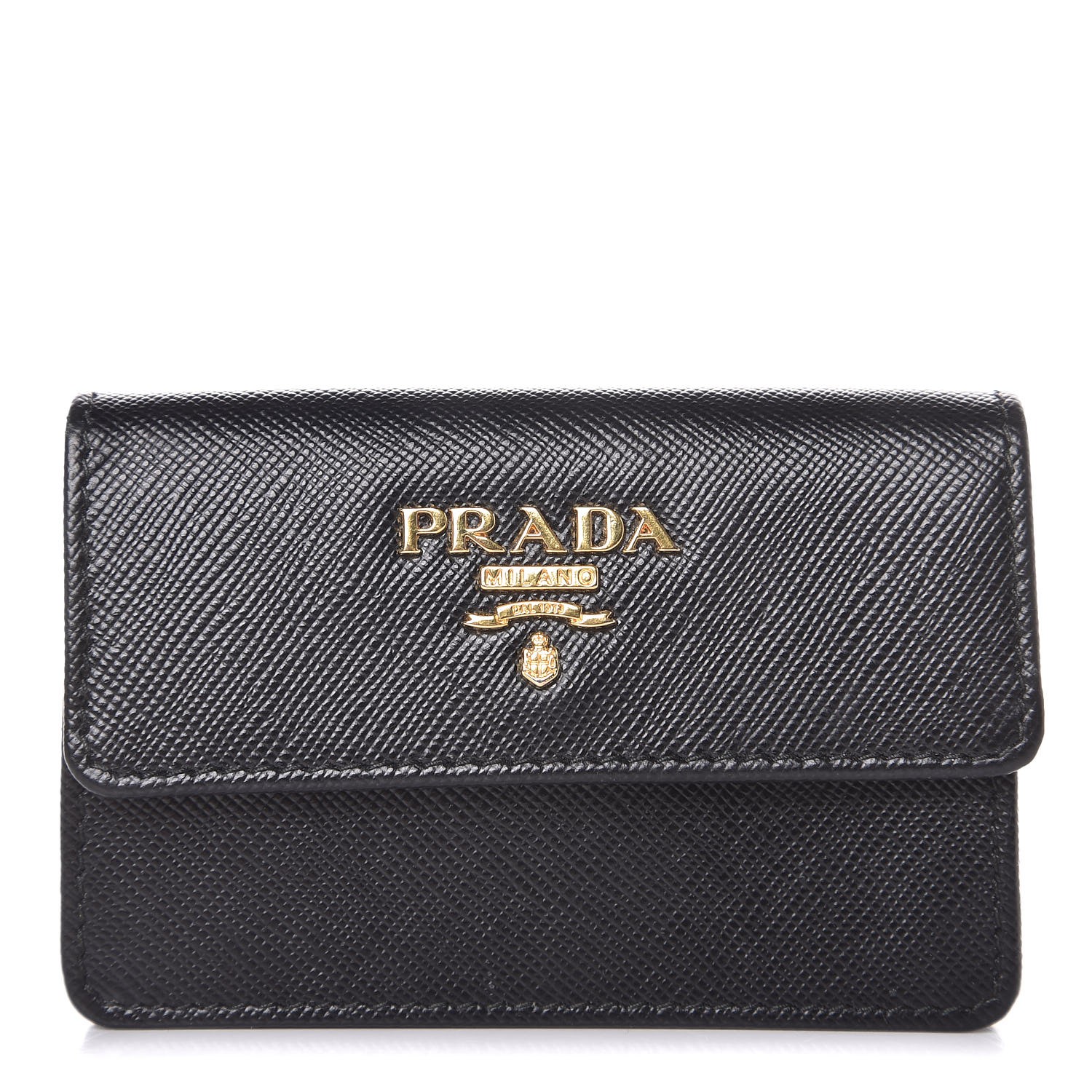PRADA Saffiano Metal Business Card Holder Black 321006