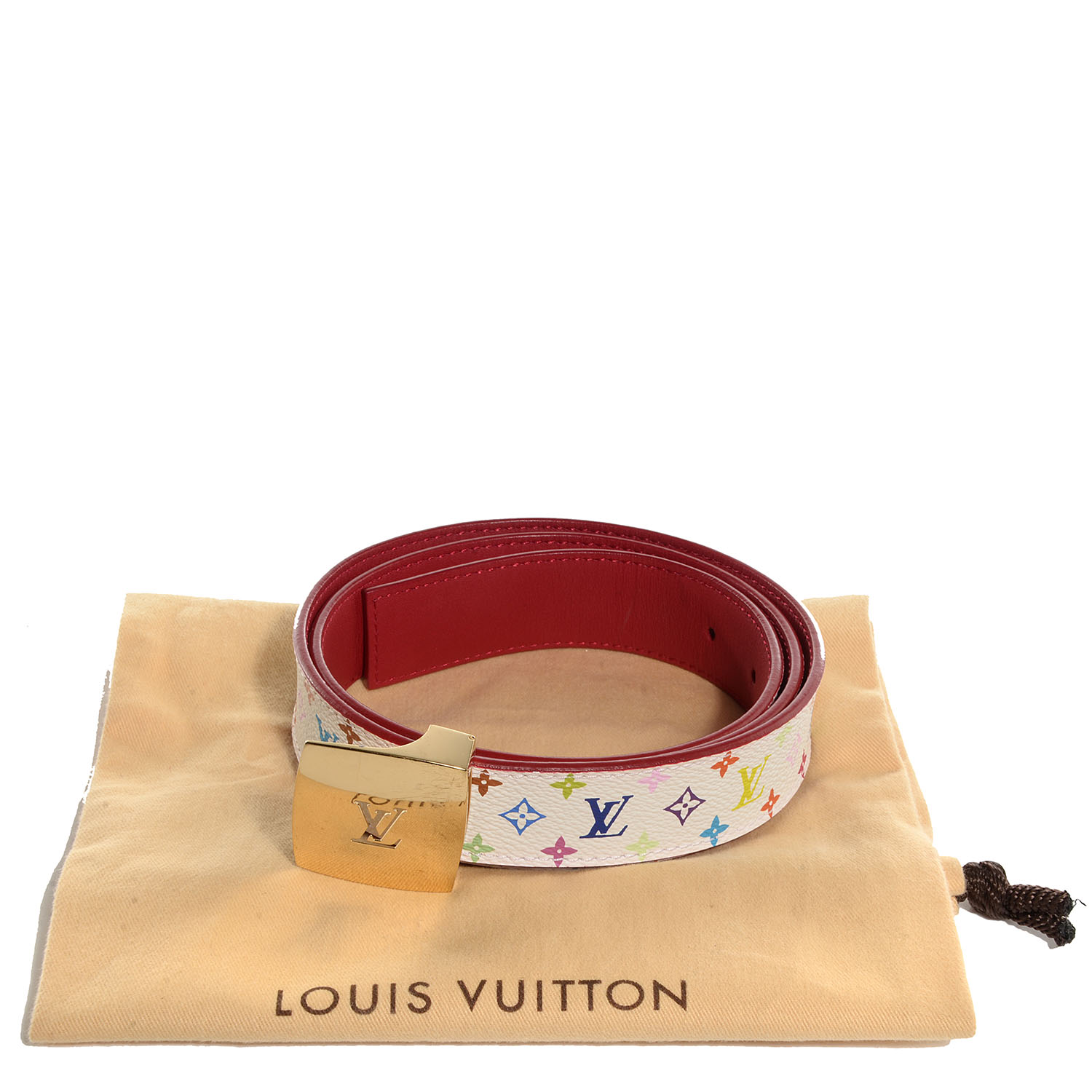 LOUIS VUITTON Multicolor LV Cut Reversible Belt 90 36 White 82734