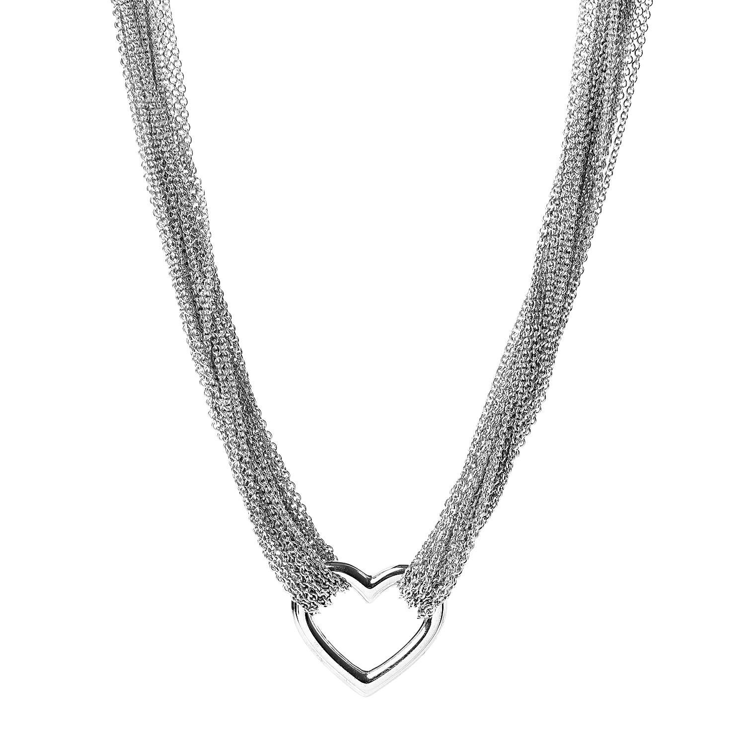TIFFANY Sterling Silver Heart Mesh Toggle Necklace 511395