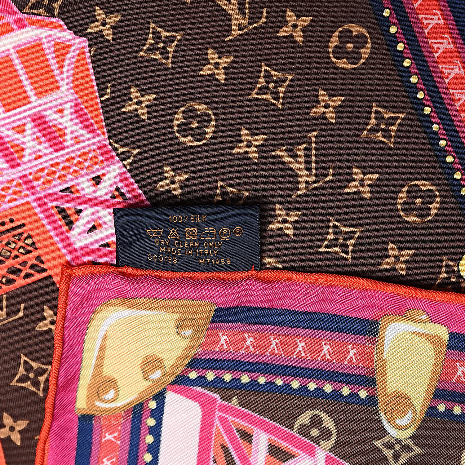 Louis Vuitton, Accessories, Authentic Louis Vuitton Monogram Silk Scarf  In Leather Goods Motif