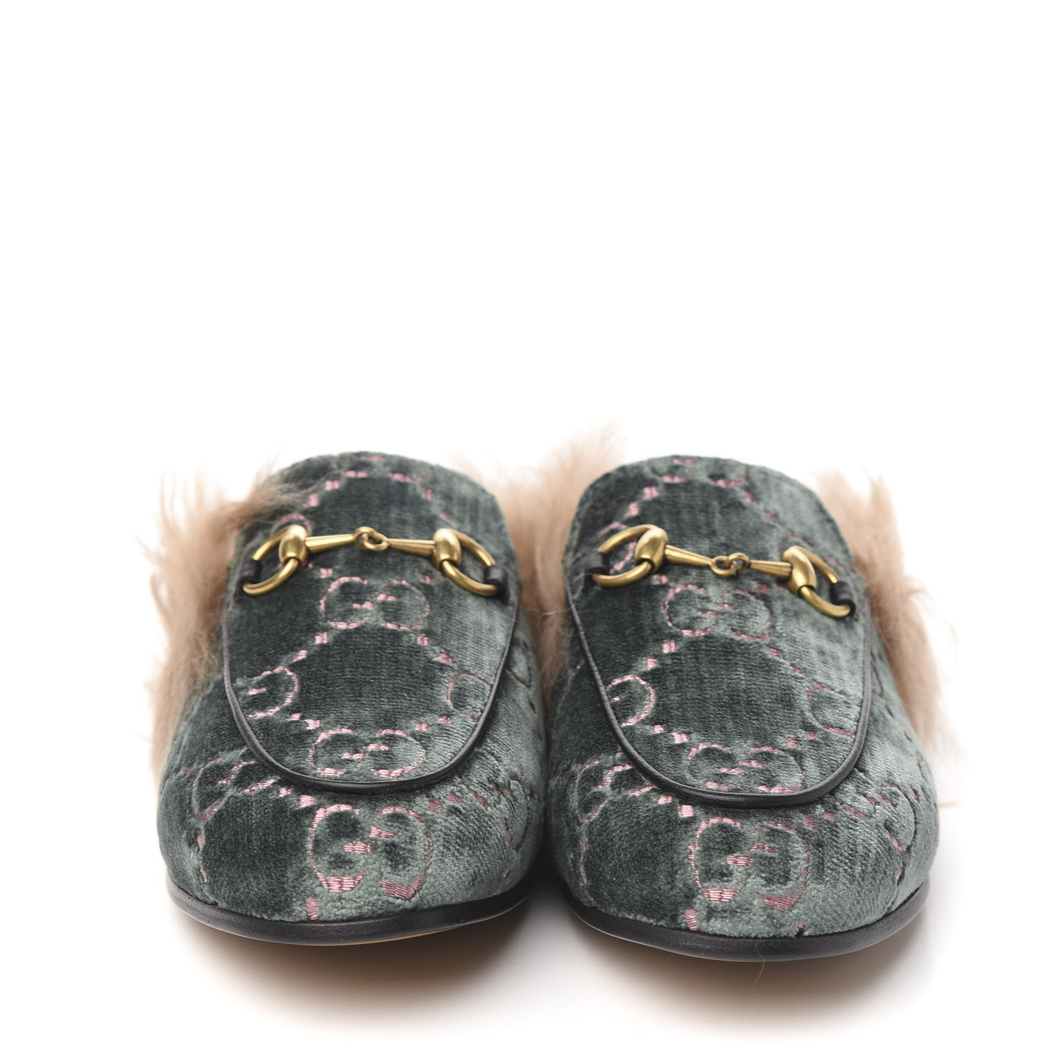 gucci princetown green velvet