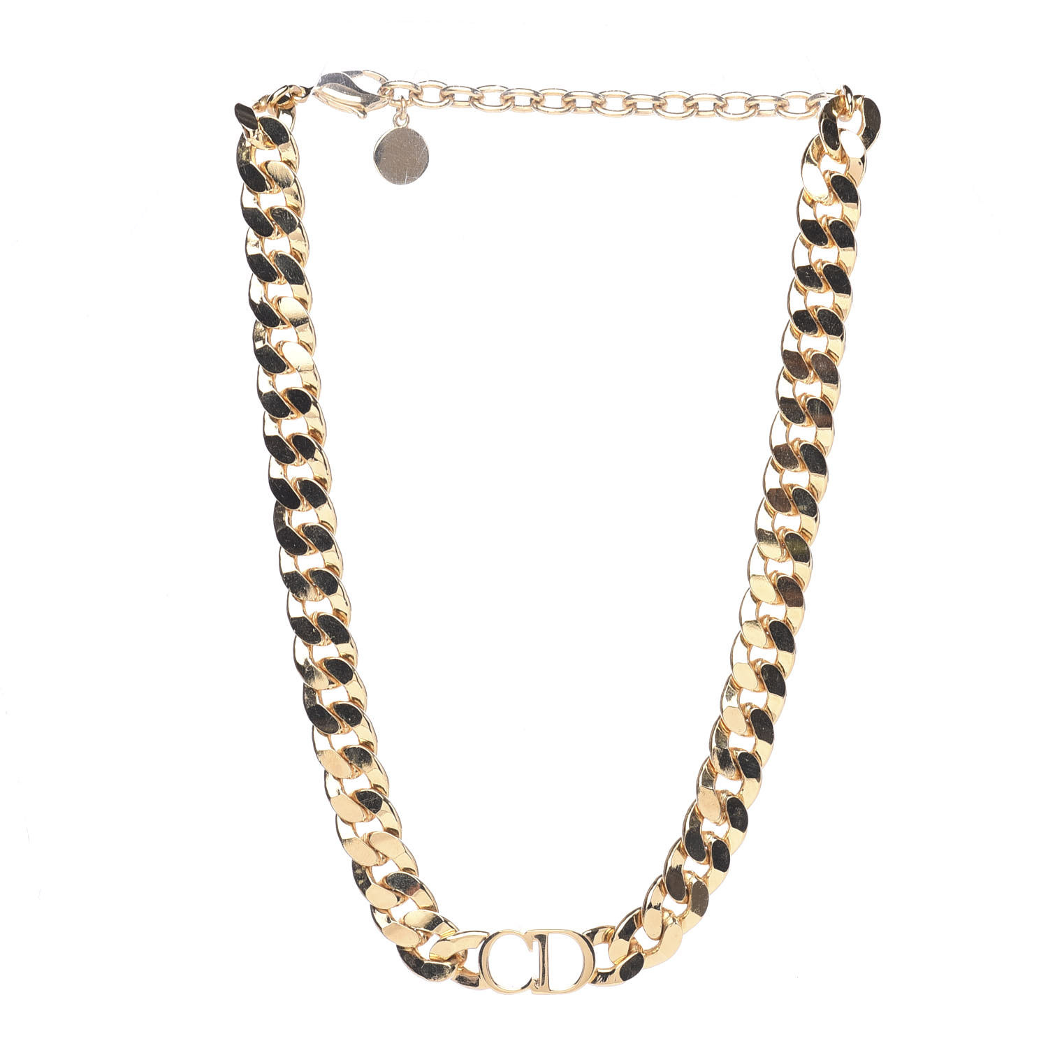 CHRISTIAN DIOR Metal CD Choker Necklace Gold 580200 | FASHIONPHILE