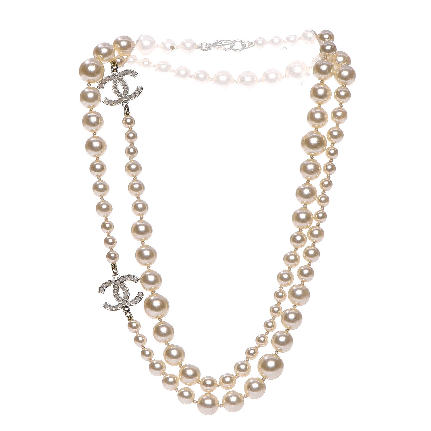 CHANEL Pearl CC Long Necklace Gold 213119