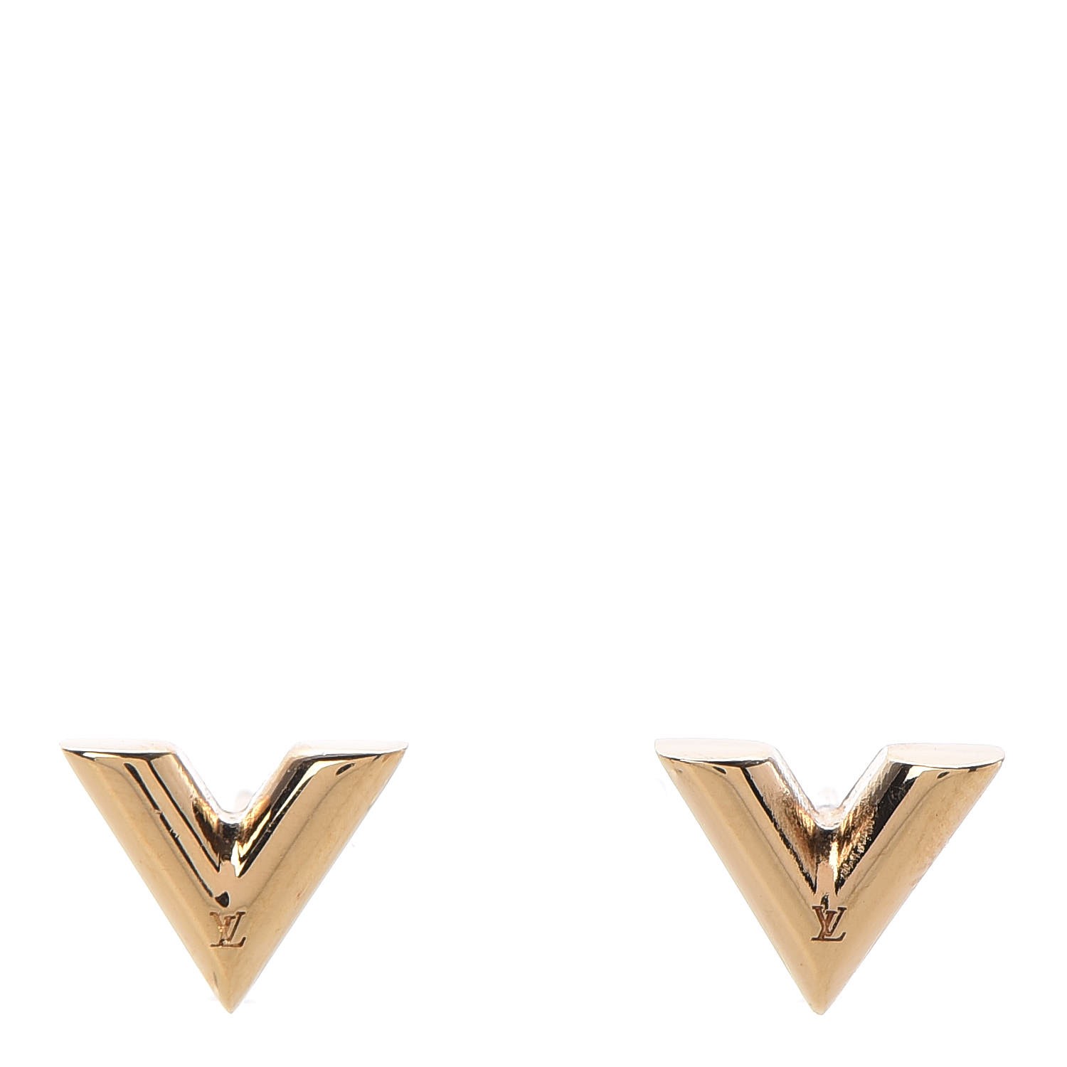 Hændelse, begivenhed kantsten deadline LOUIS VUITTON Brass Essential V Stud Earrings Gold 313454 | FASHIONPHILE