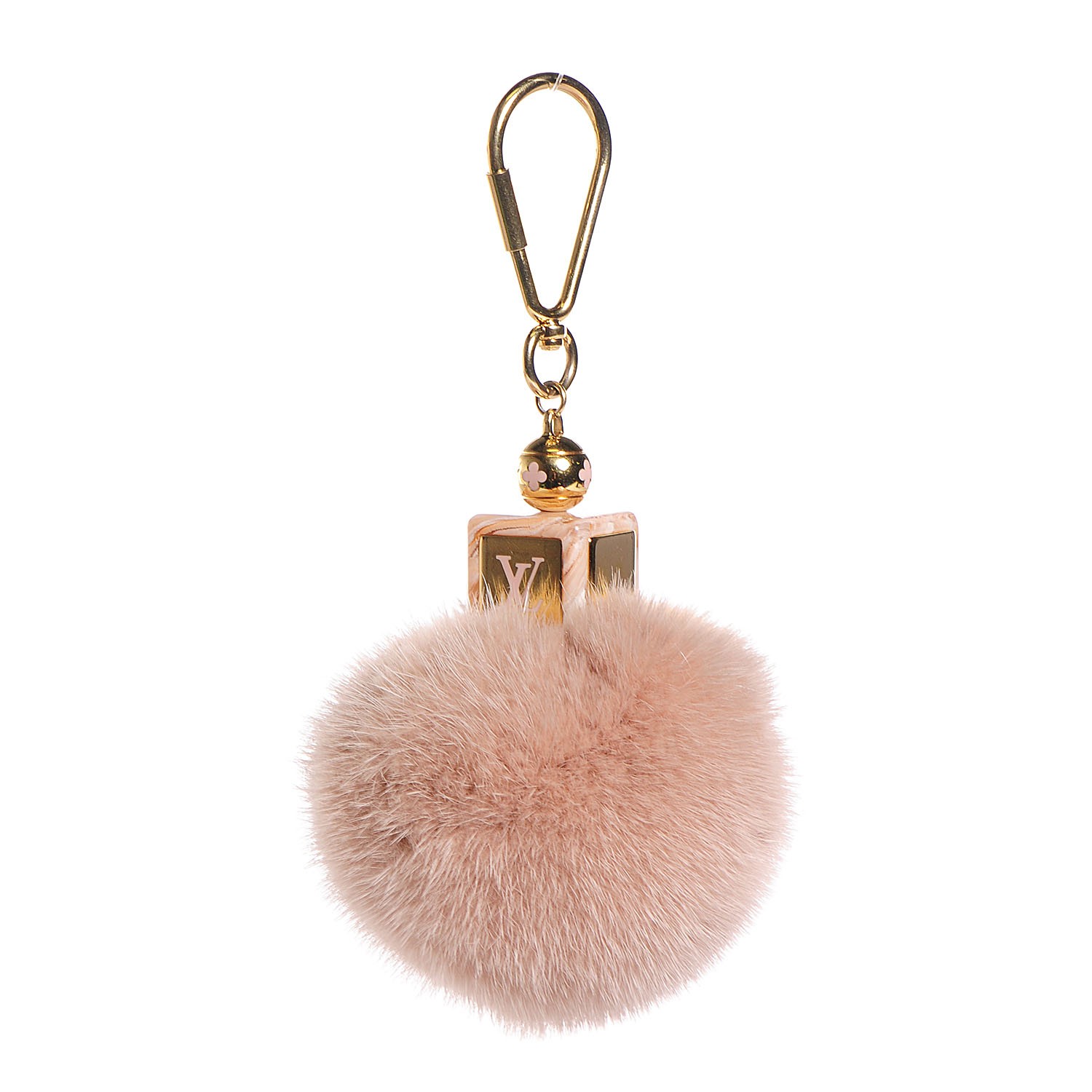 LOUIS VUITTON Mink Fur Fluffy Bag Charm Blush 104022