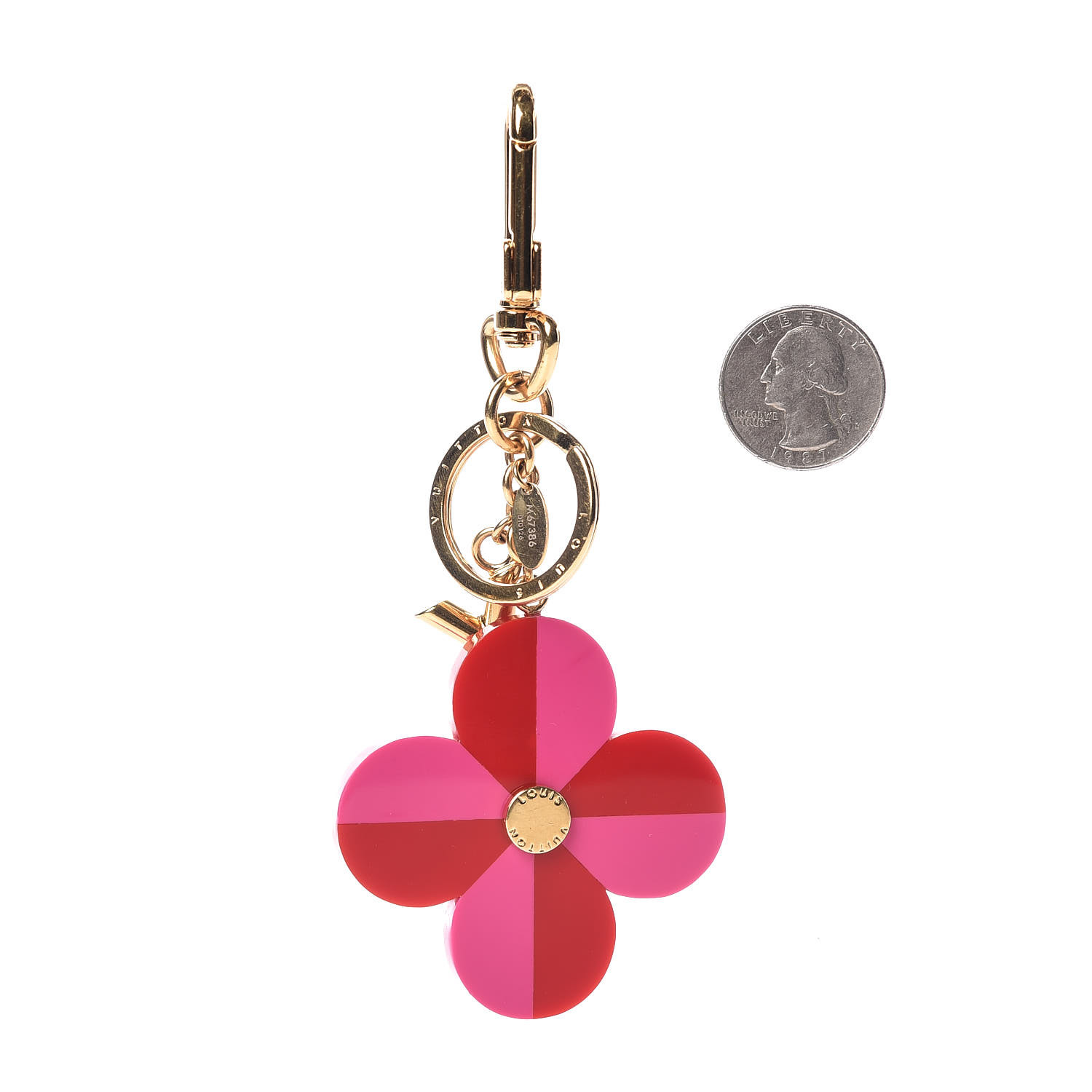 LOUIS VUITTON Flower and V Bag Charm PM Pink 427458