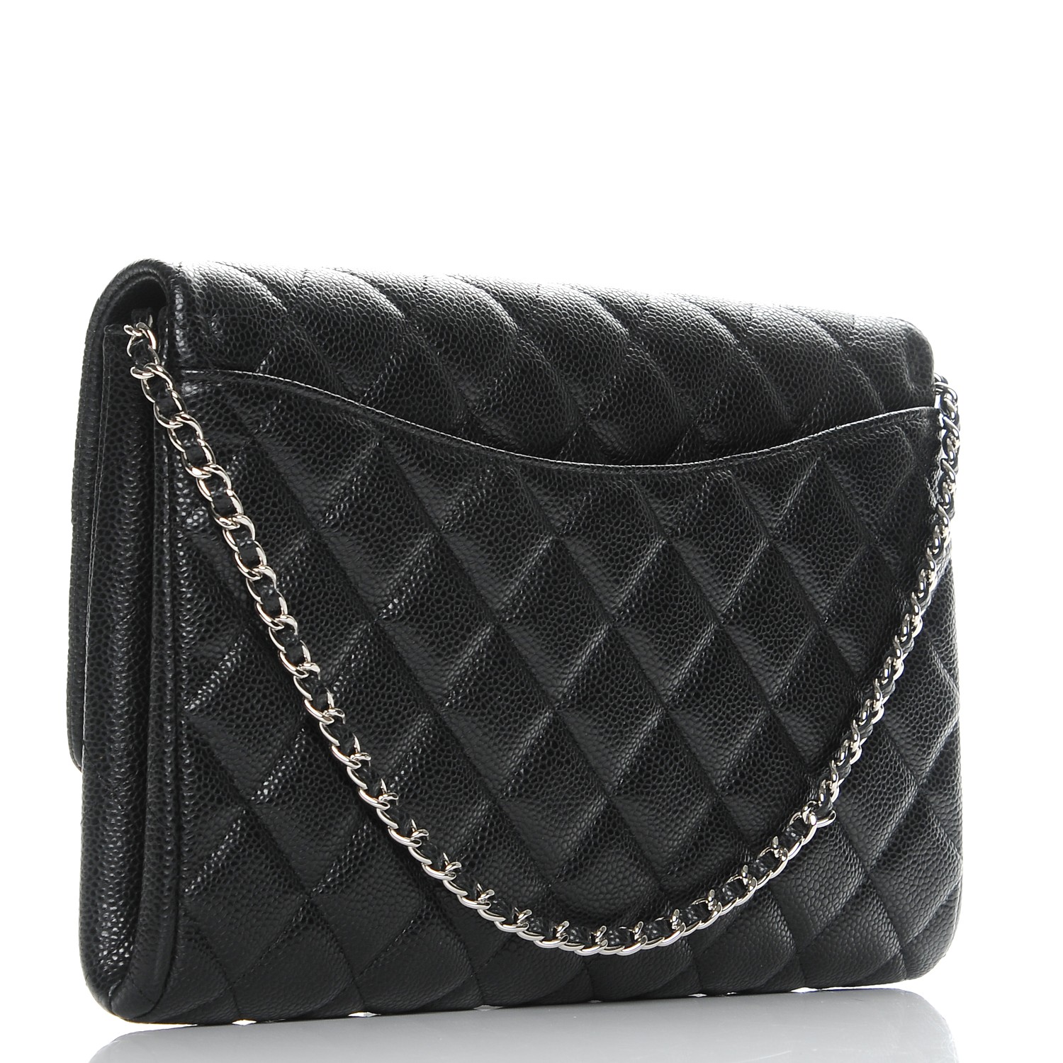 chain handle quilted clutch black