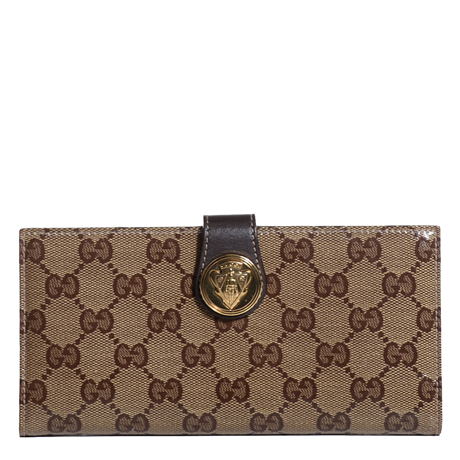 GUCCI Crystal Monogram Hysteria Continental Wallet Brown 104658