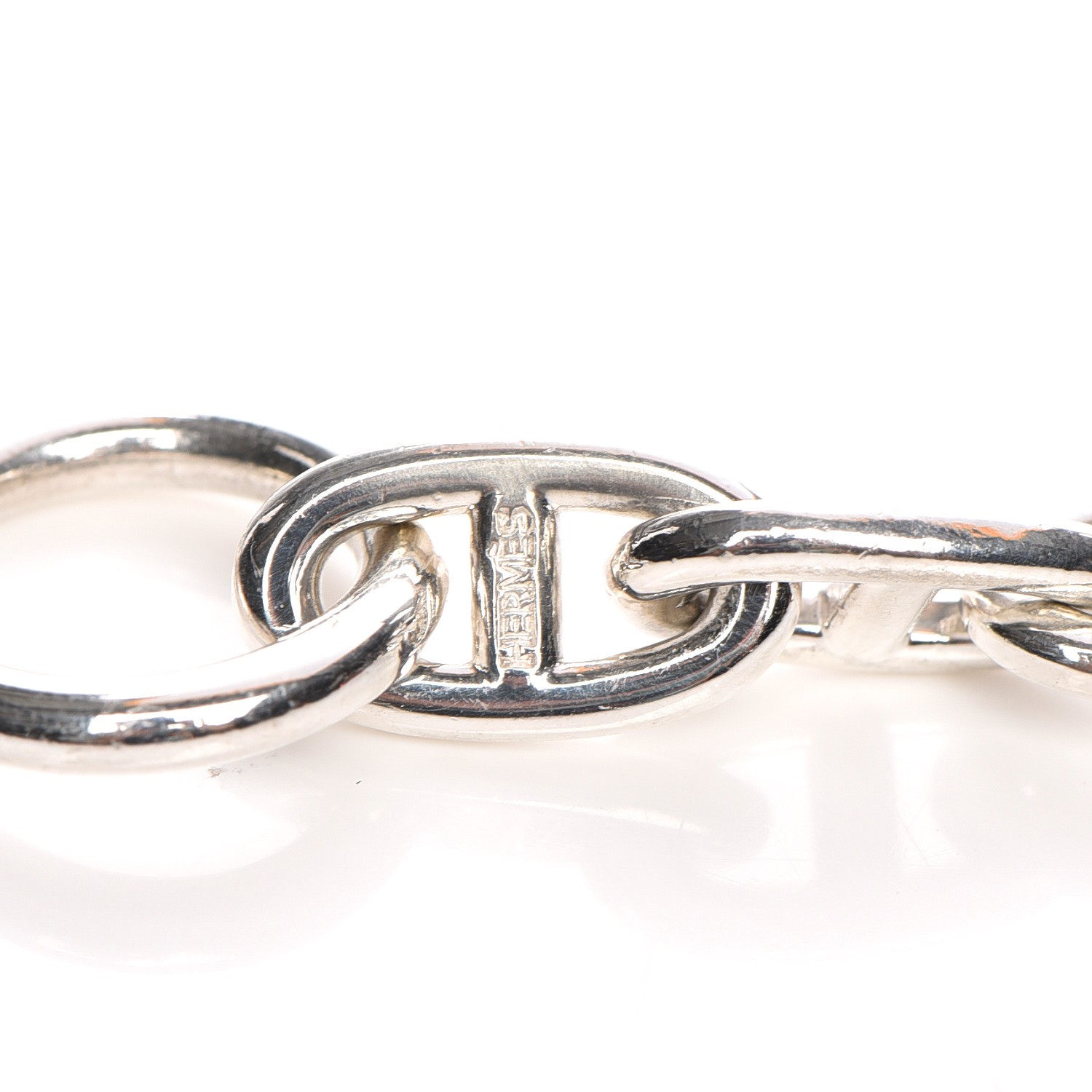 HERMES Sterling Silver TGM Chaine d'Ancre Bracelet 11 208018