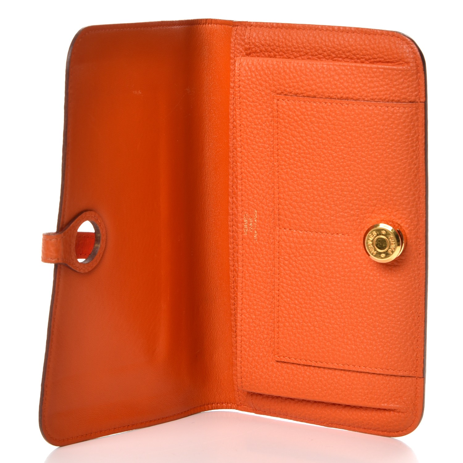 HERMES Togo Dogon Duo Wallet Orange 235381