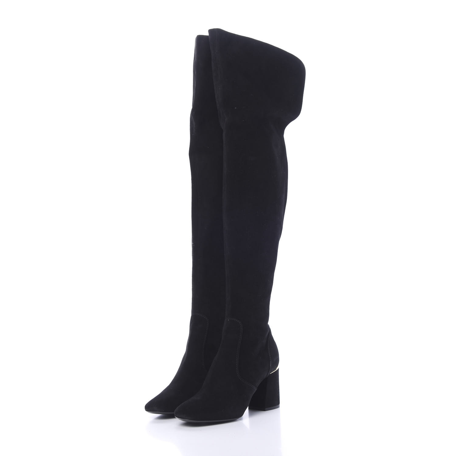 LOUIS VUITTON Suede Skyline Thigh High Boots 37.5 Black 581172