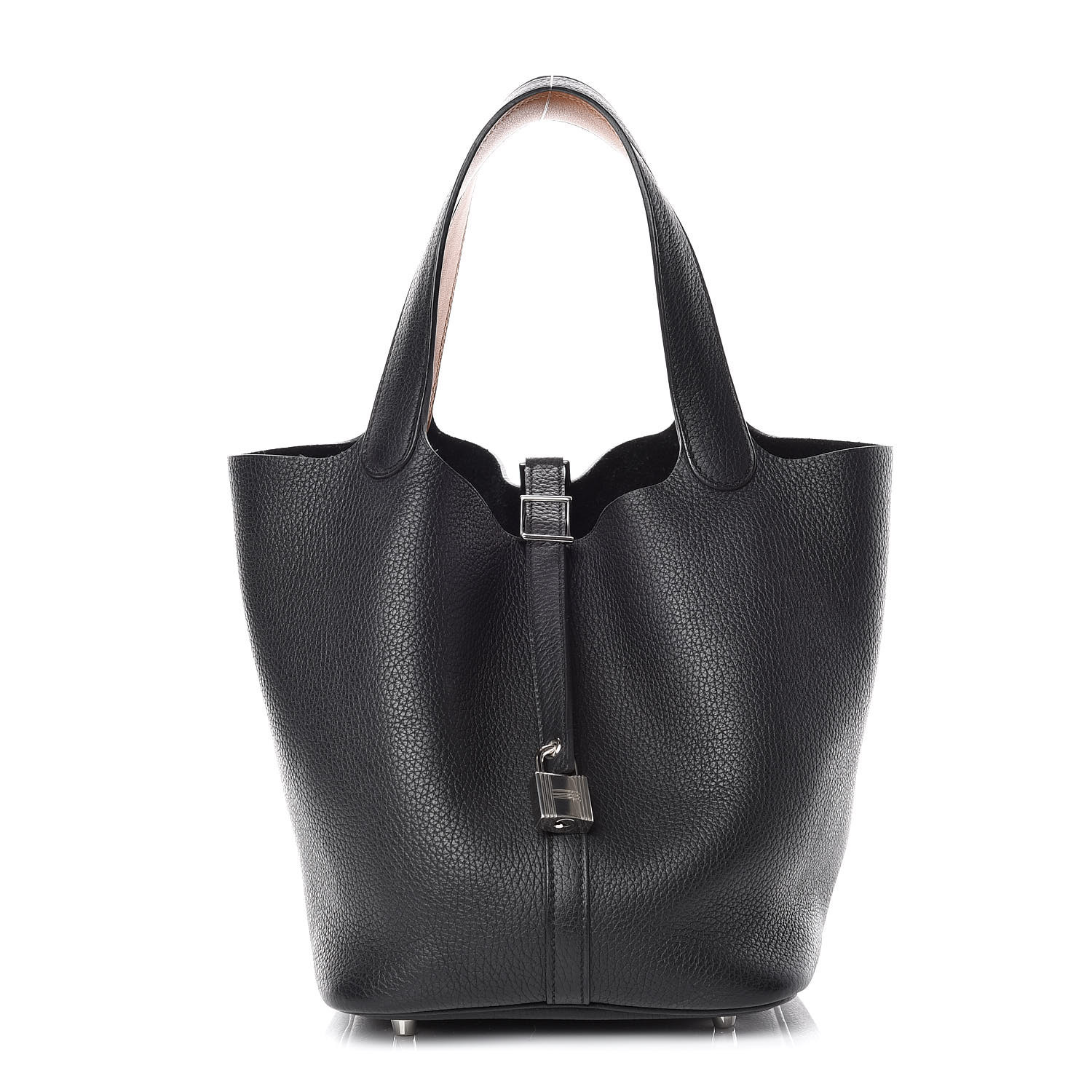 HERMES Taurillon Clemence Picotin Lock 22 MM Black Gold 397141