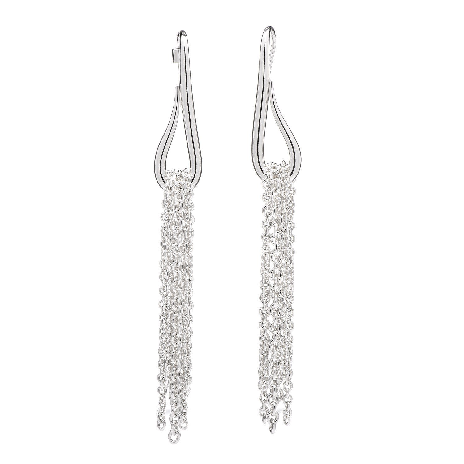 HERMES Sterling Silver Licol Chaine D'Ancre Drop Earrings 397109